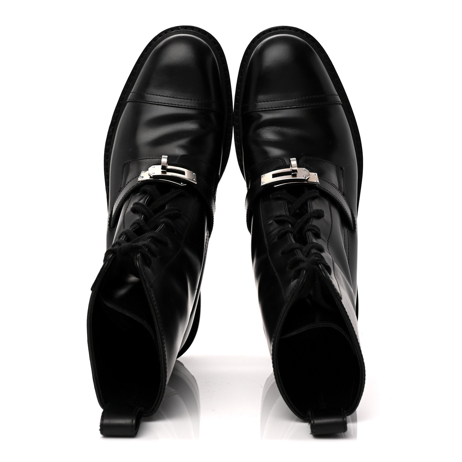 Glossed Calfskin Funk Ankle Boots 38.5 Black