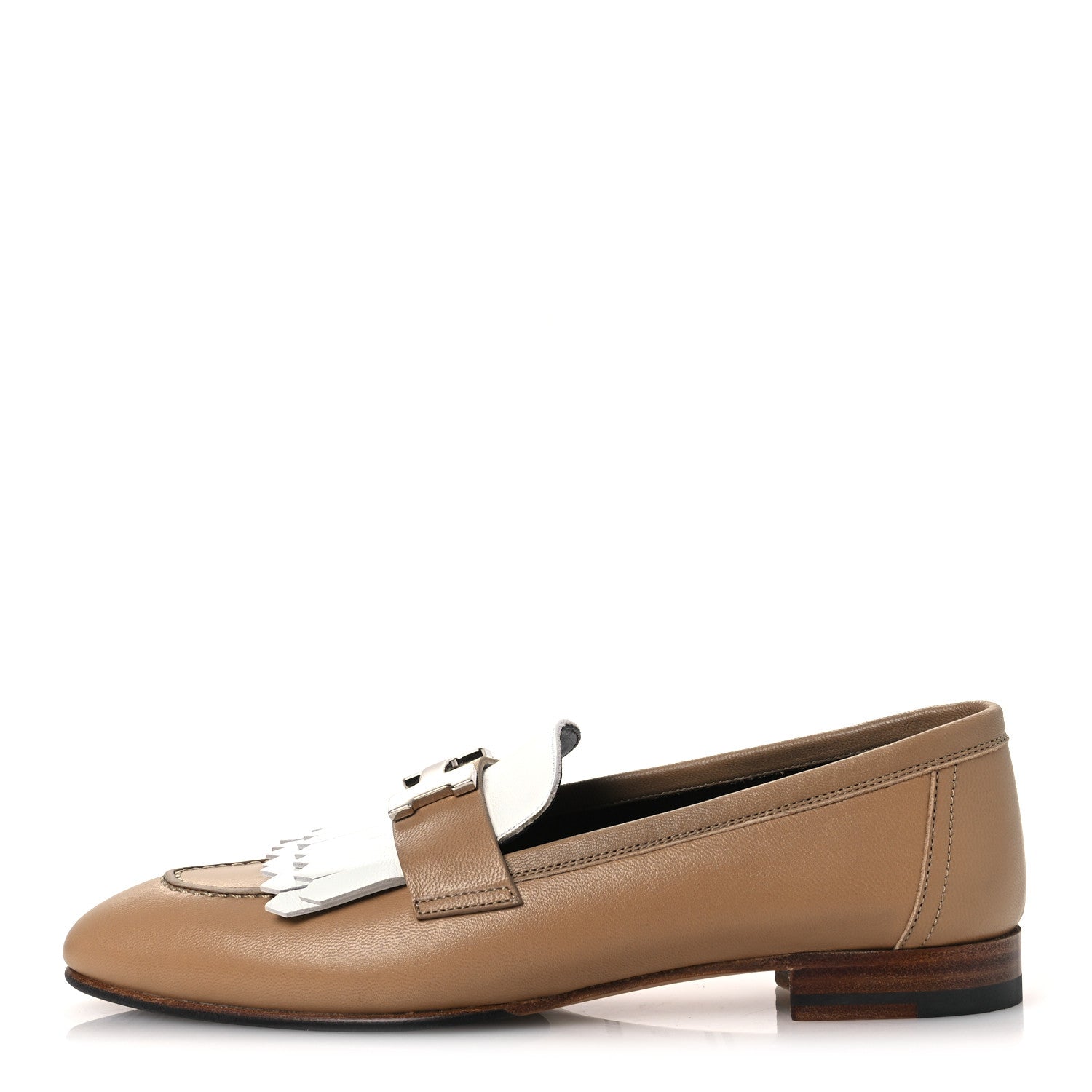 Goatskin Womens Royal Loafers 37 Beige Argile White