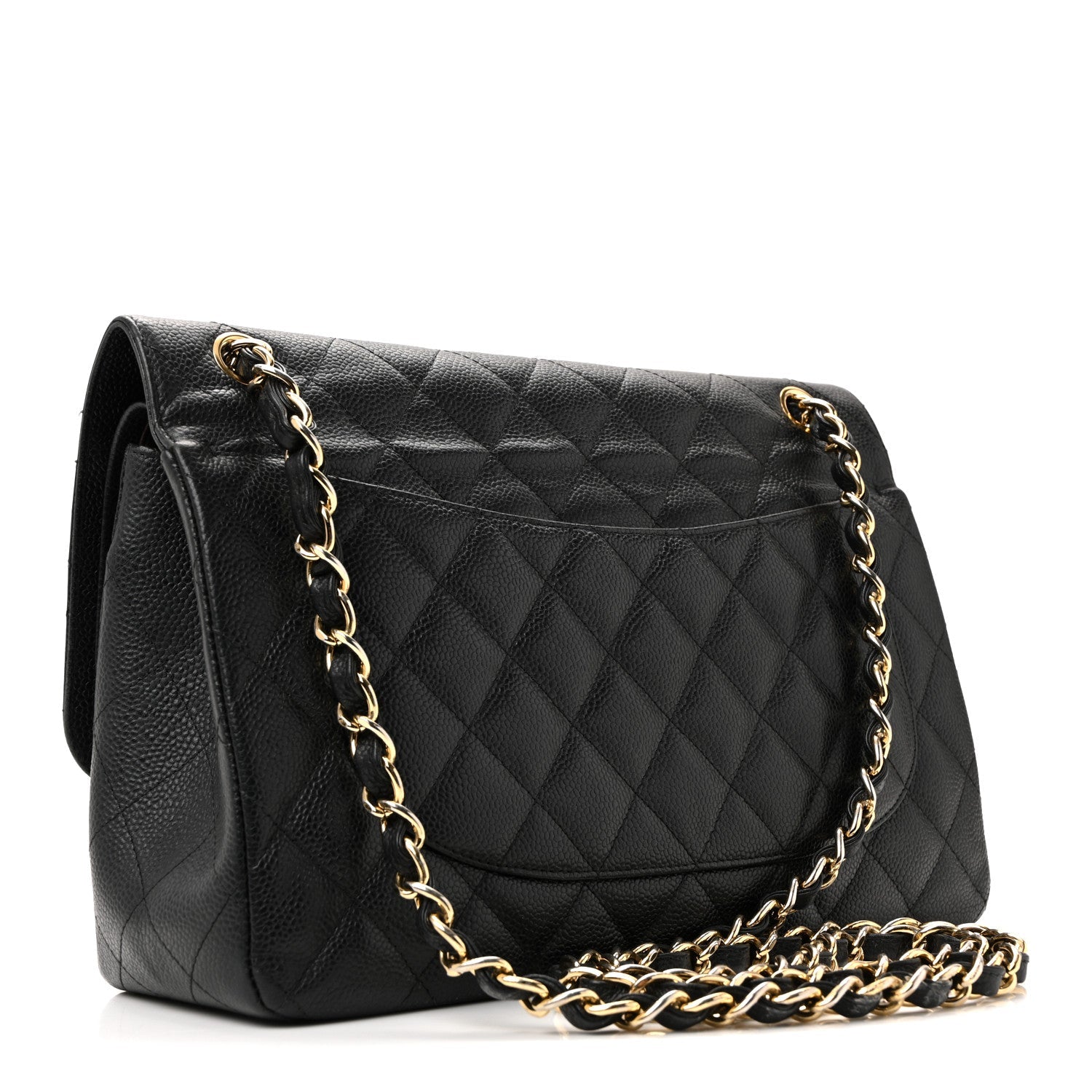 Caviar Quilted Jumbo Double Flap Black
