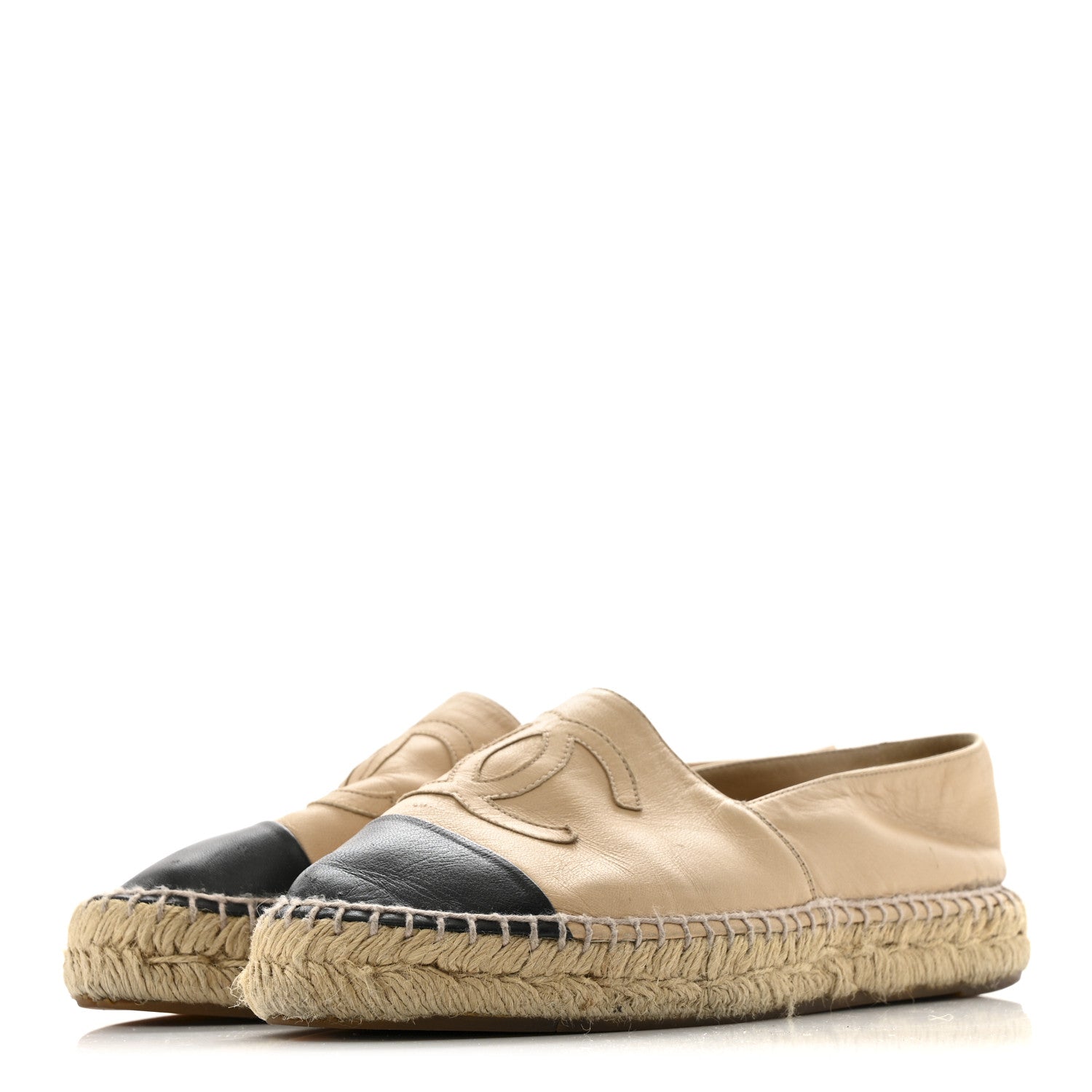 Lambskin CC Espadrilles 37 Beige Black