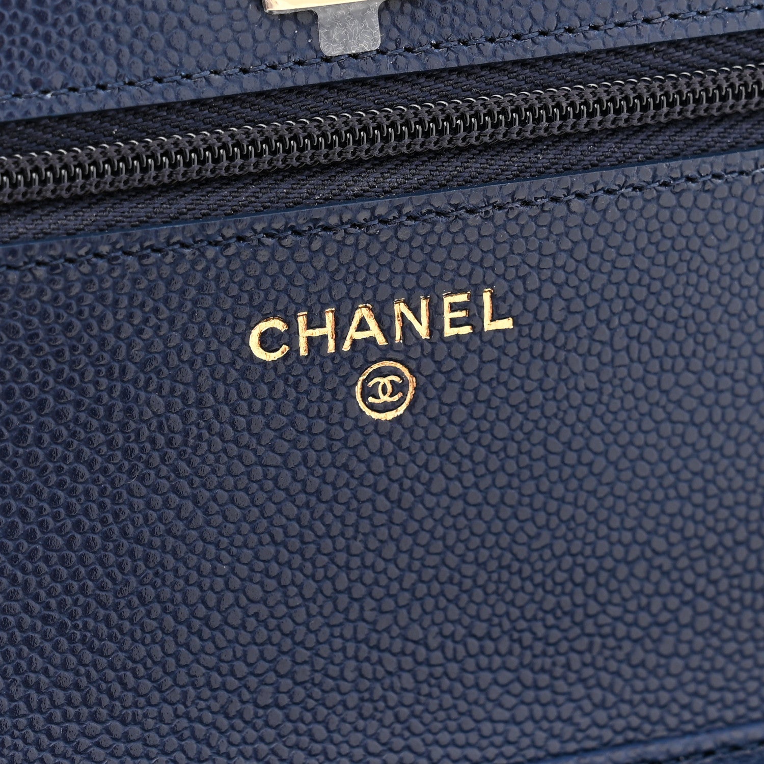 Caviar Quilted CC Turnlock Wallet On Chain WOC Navy Blue