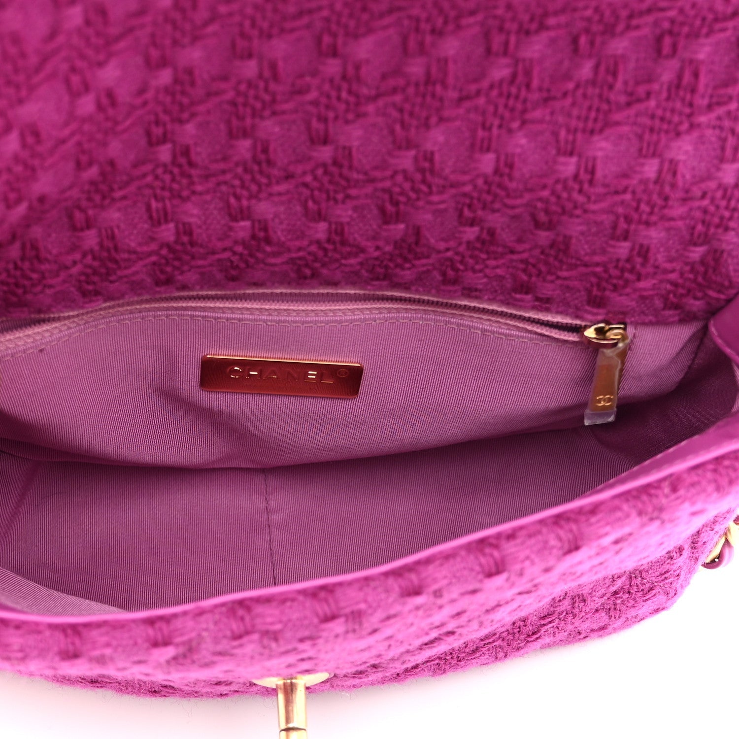 Tweed Quilted Medium Chanel 19 Flap Magenta