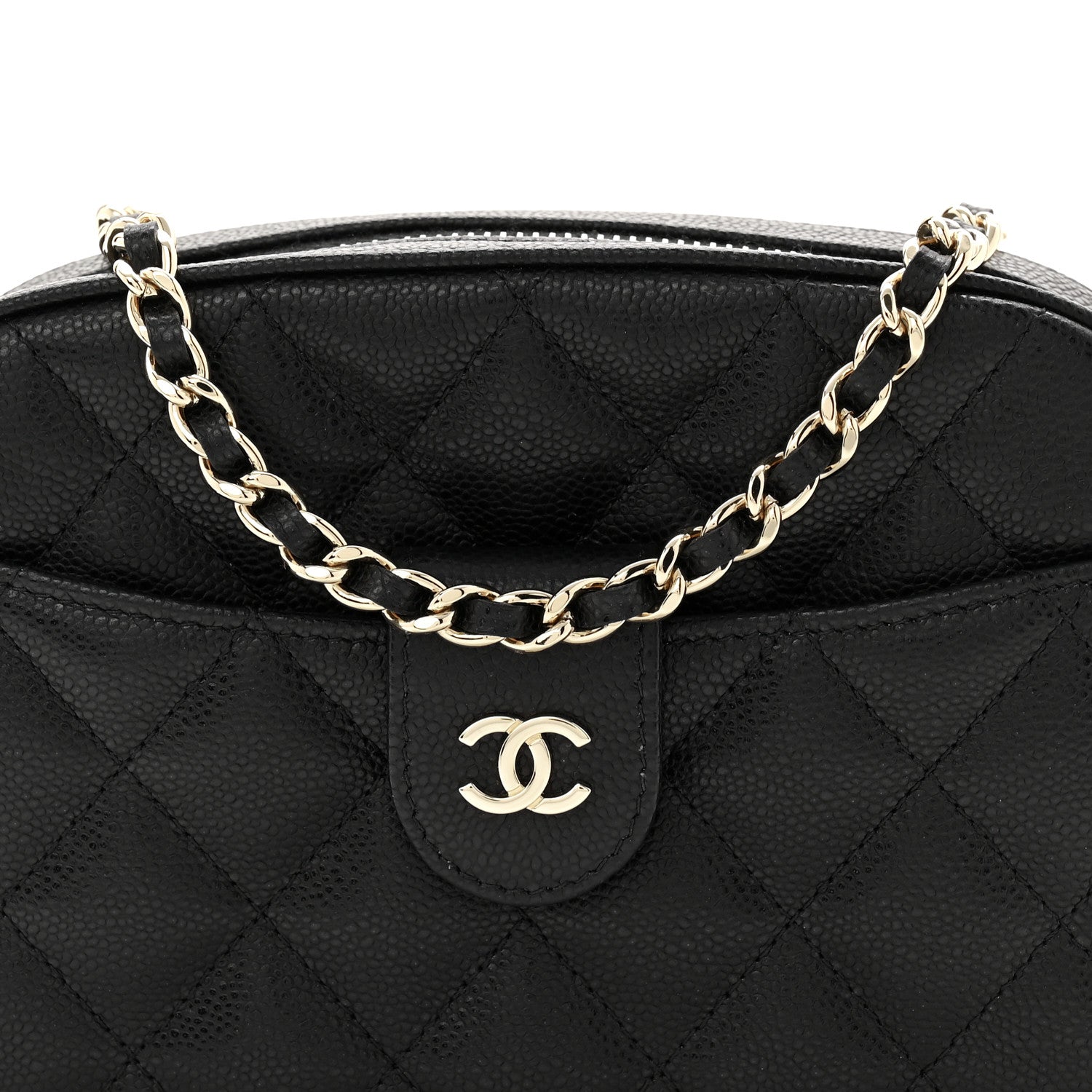 Caviar Quilted Chain Camera Bag Black