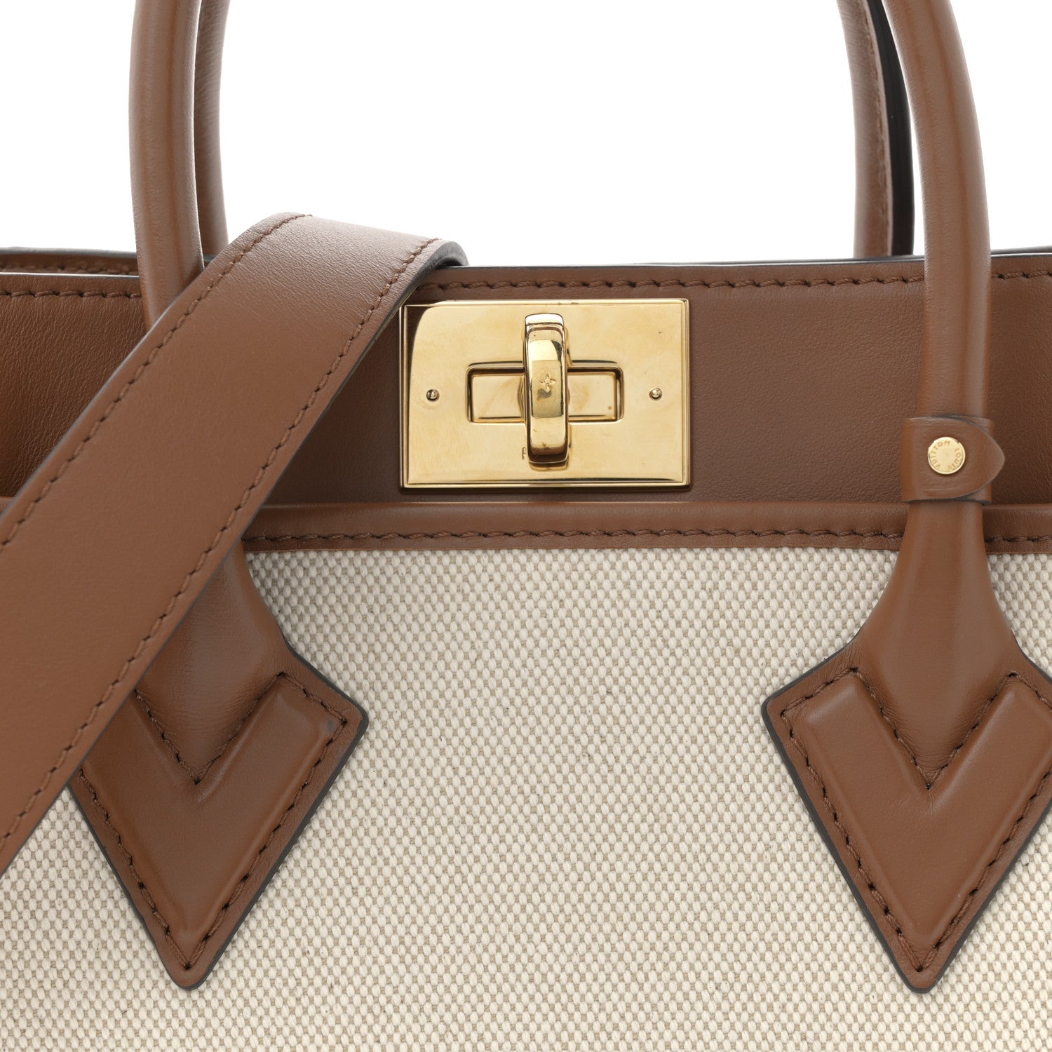 Canvas Calfskin Monogram On My Side PM Caramel Tan