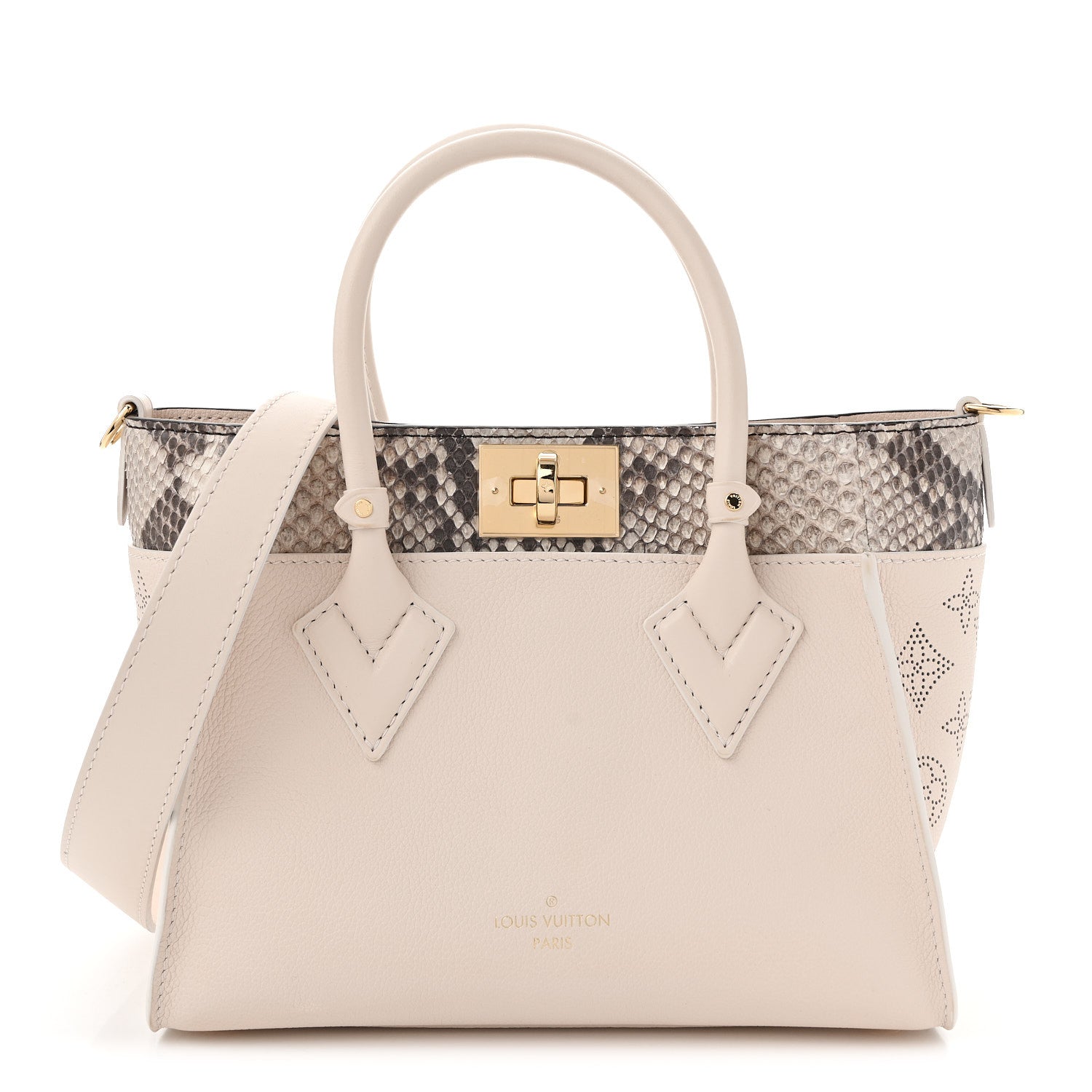 Calfskin Karung Snakeskin Mahina On My Side PM Quartz White