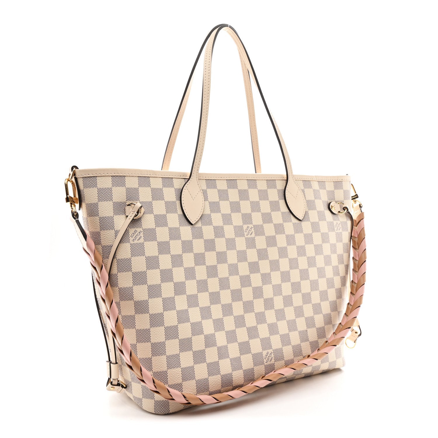 Damier Azur Braided Neverfull MM Pink