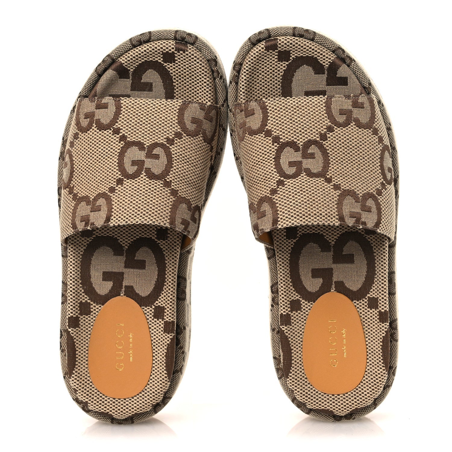 Monogram Maxi GG Angelina Platform 55mm Slide Sandals 36 Camel Ebony
