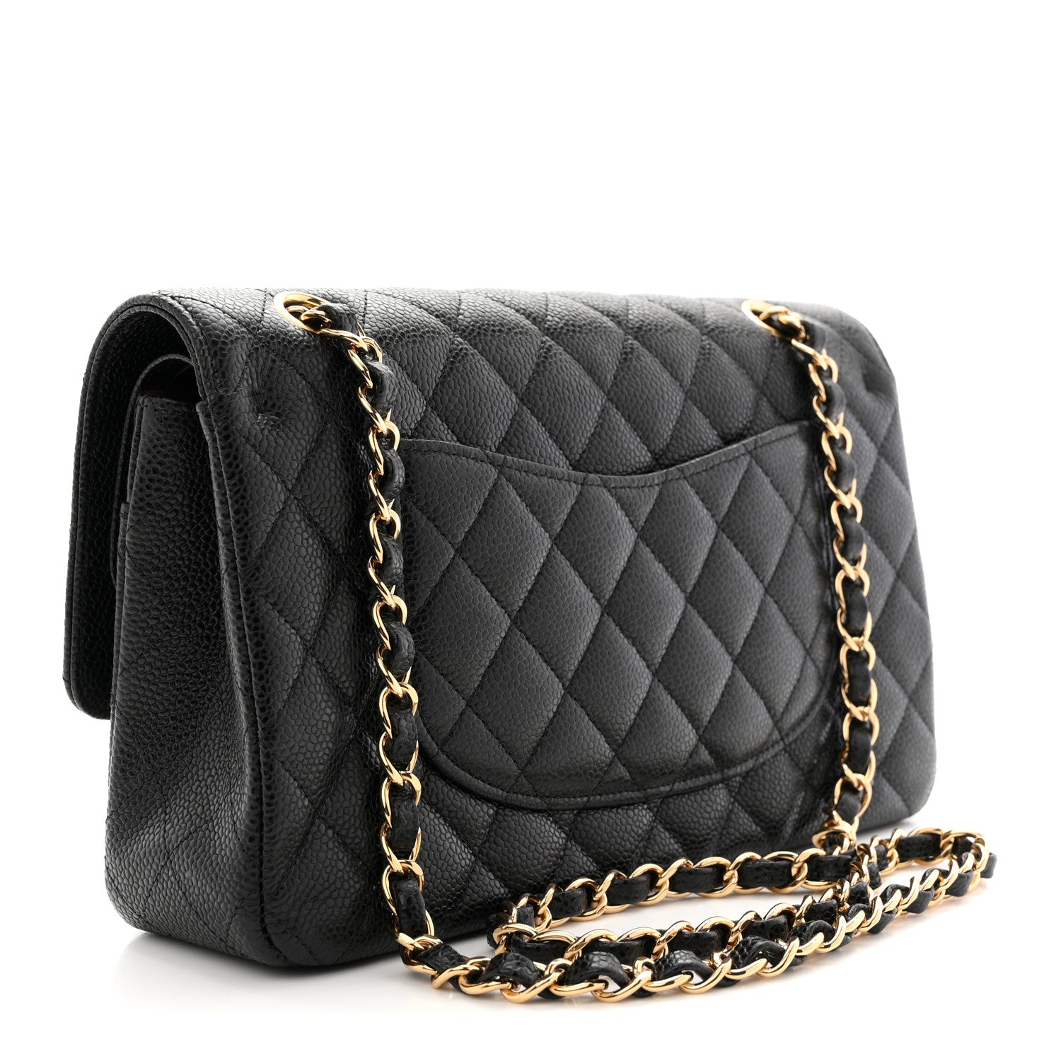 Caviar Quilted Medium Double Flap Black