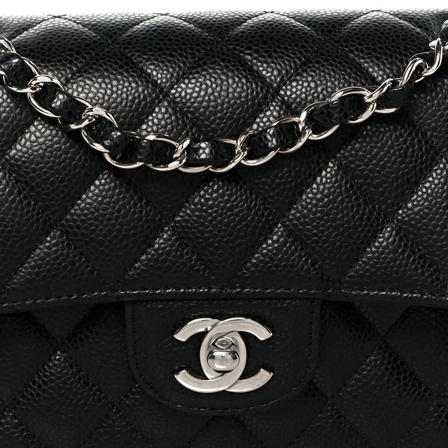 Caviar Quilted Small Double Flap Black