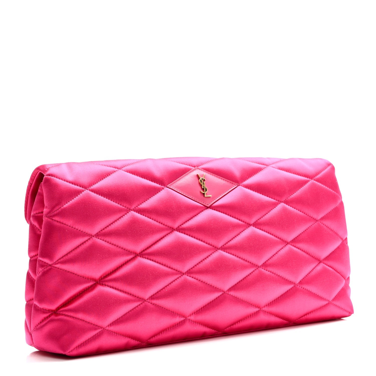 Satin Quilted Sade Puffer Envelope Clutch Bubblegum
