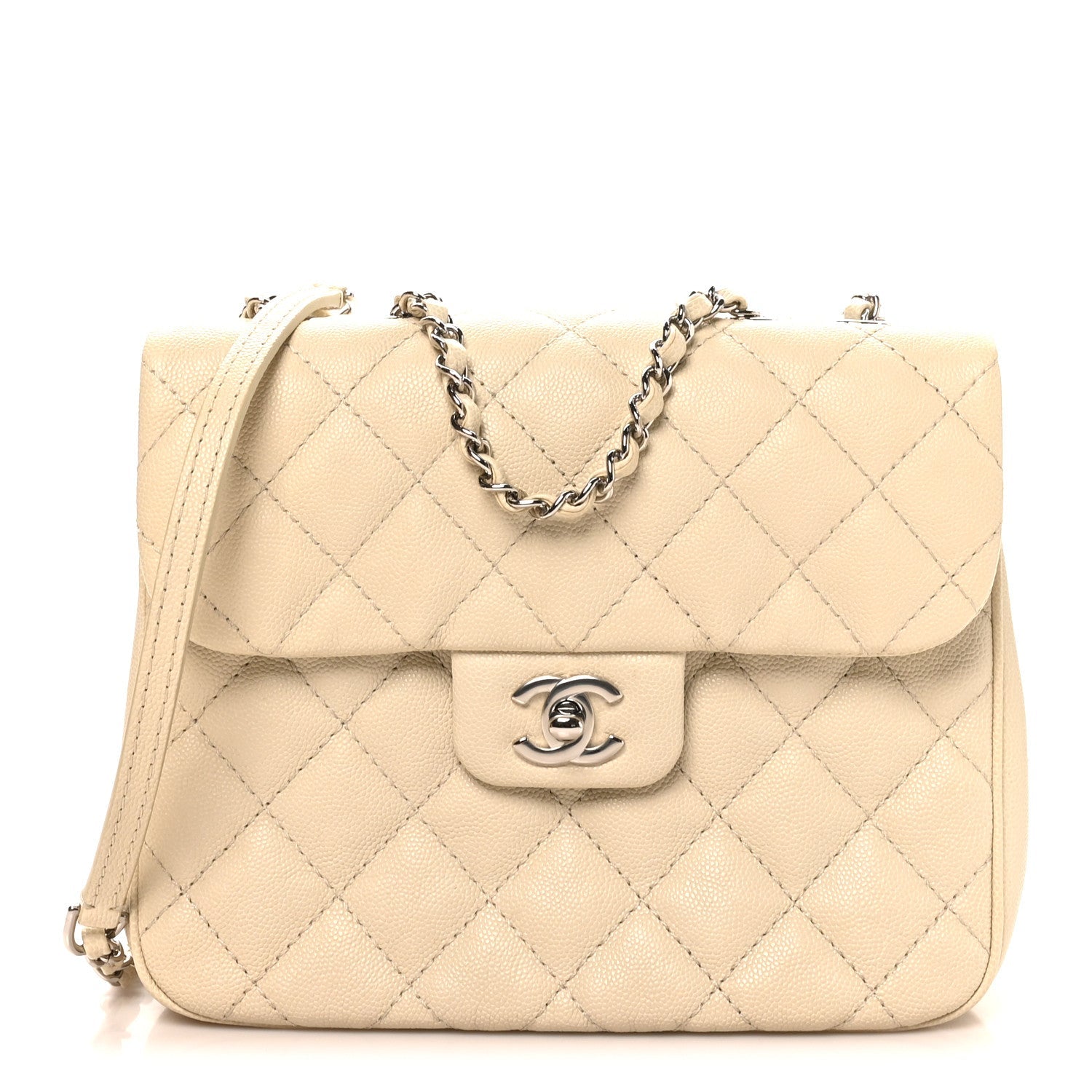 Caviar Quilted Medium Urban Companion Flap Ivory