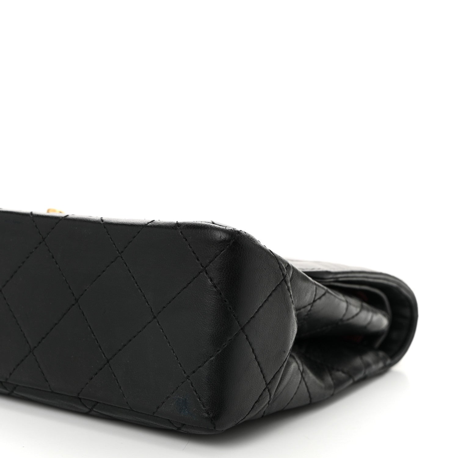 Lambskin Quilted Medium Double Flap Bag Black