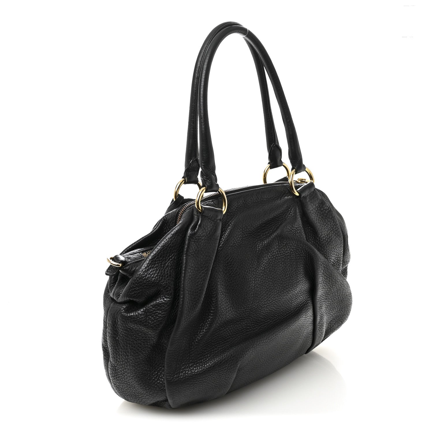 Vitello Daino Shoulder Bag Black