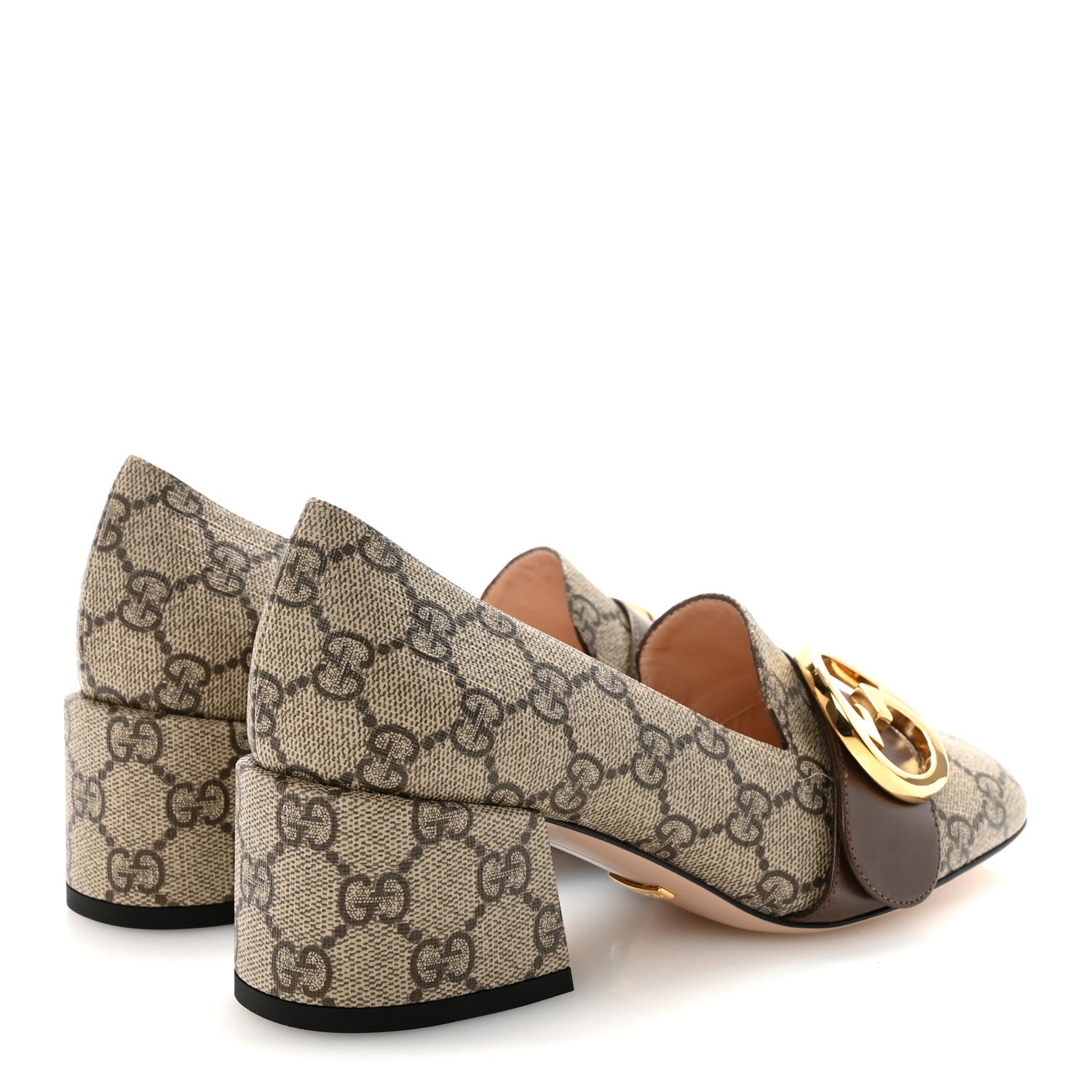 GG Supreme Monogram Malaga Kid Blondie Pumps 35.5 Beige Ebony New Acero