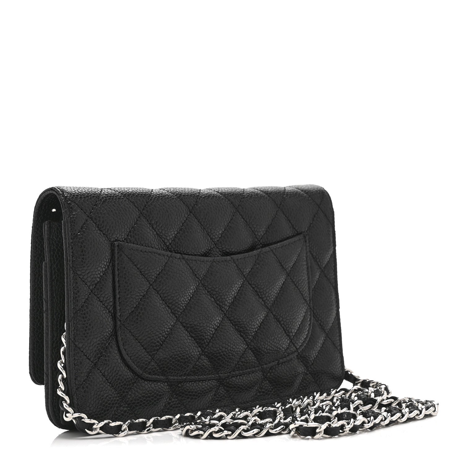 Caviar Quilted Wallet on Chain WOC Black
