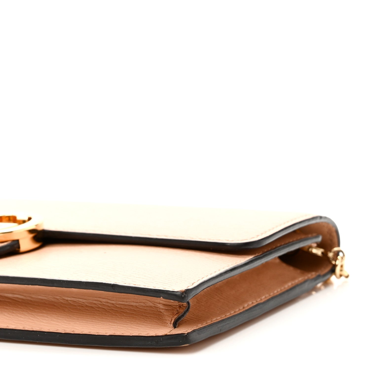 Dollar Calfskin Interlocking G Chain Wallet Camelia