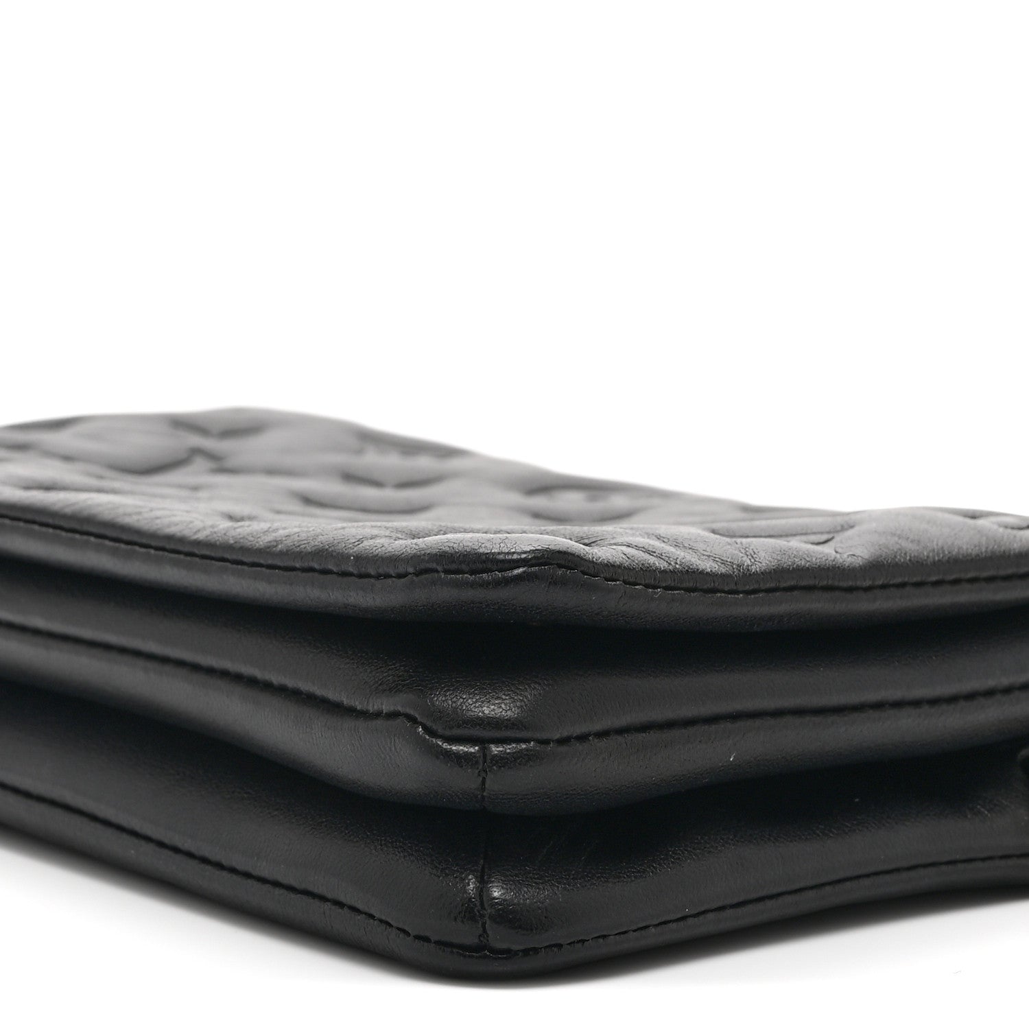 Lambskin Embossed Monogram Pochette Coussin Black