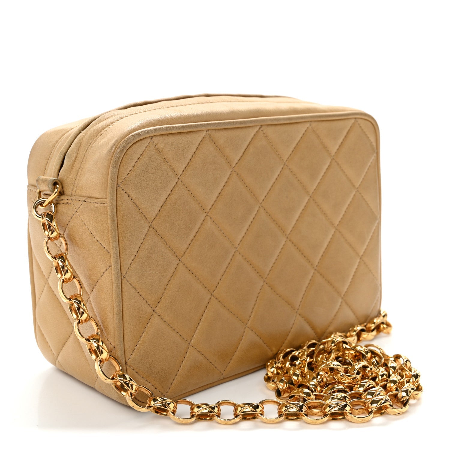 Lambskin Quilted Tassel Flap Camera Bag Light Beige