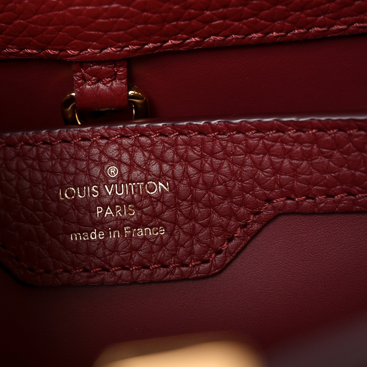 Taurillon Belted Capucines BB Bordeaux Arizona