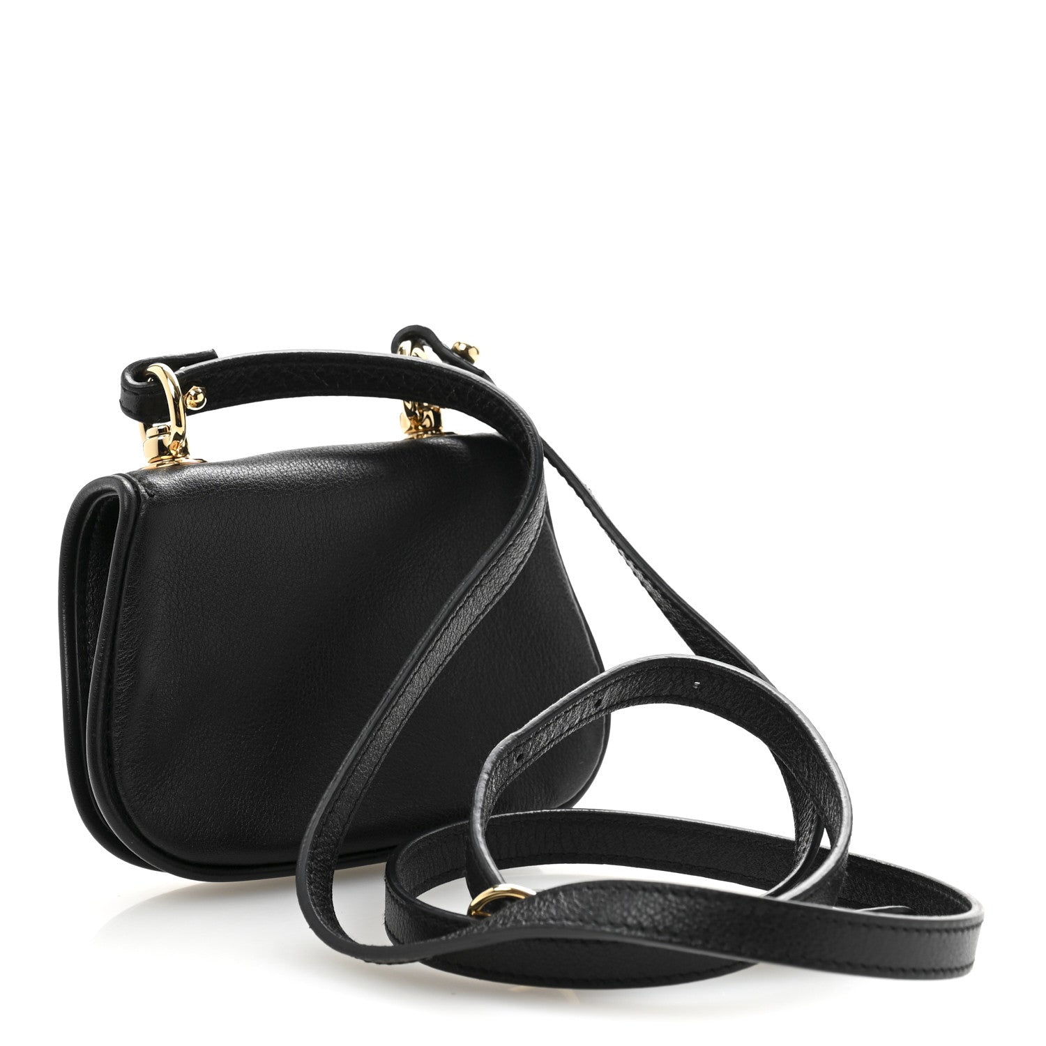 Roxy Calfskin Mini Blondie Card Case Wallet With Strap Black