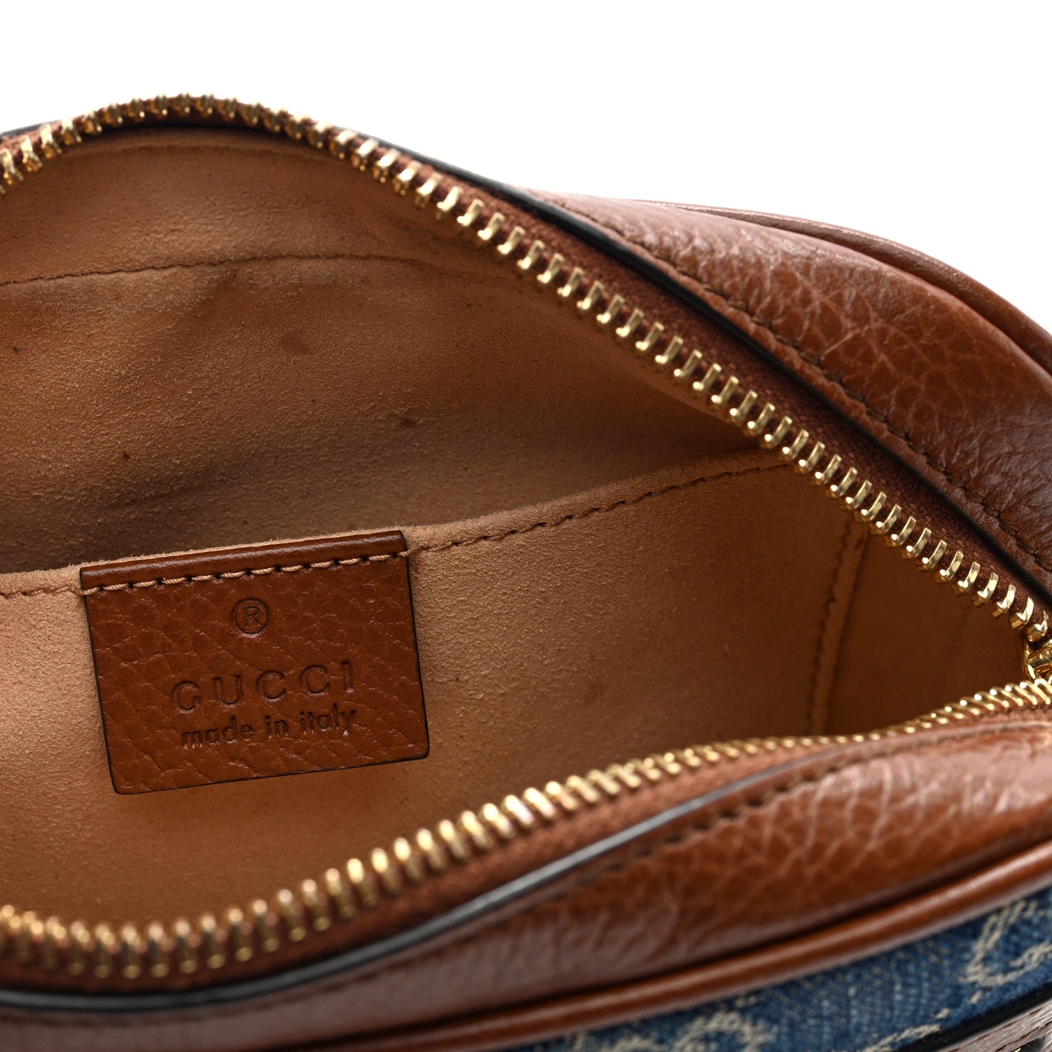 New Denim GG Monogram Dollar Calfskin Mini Ophidia Shoulder Bag Blue Tea Cuir Epilog