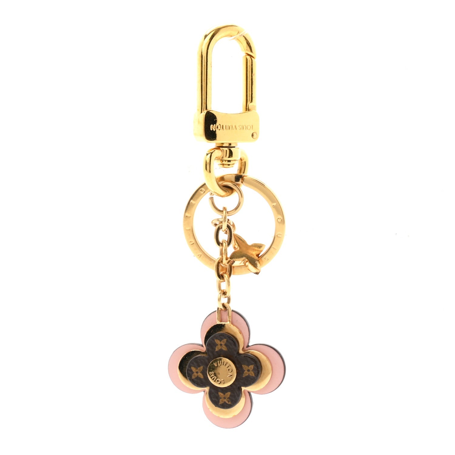 Monogram Blooming Flowers BB Bag Charm Key Holder Pink