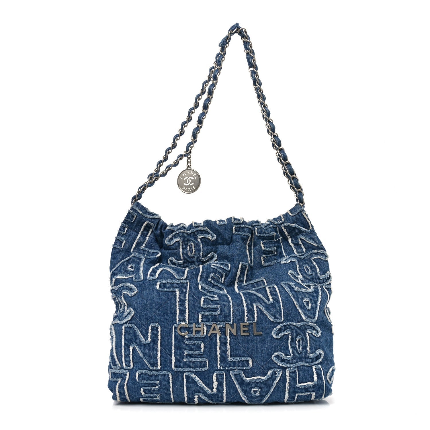 Denim Patchwork Logo Chanel 22 Blue