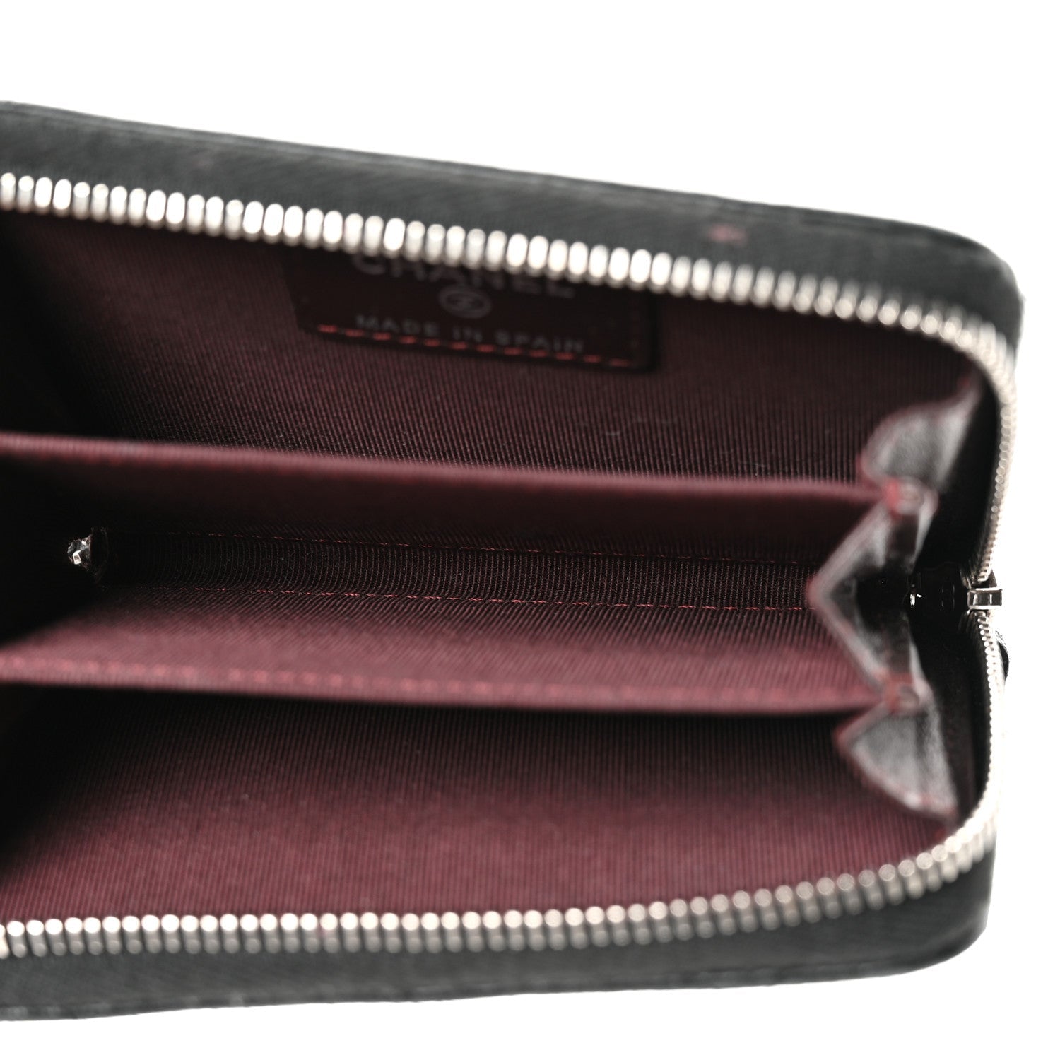 Lambskin Quilted Zip Coin Purse Black
