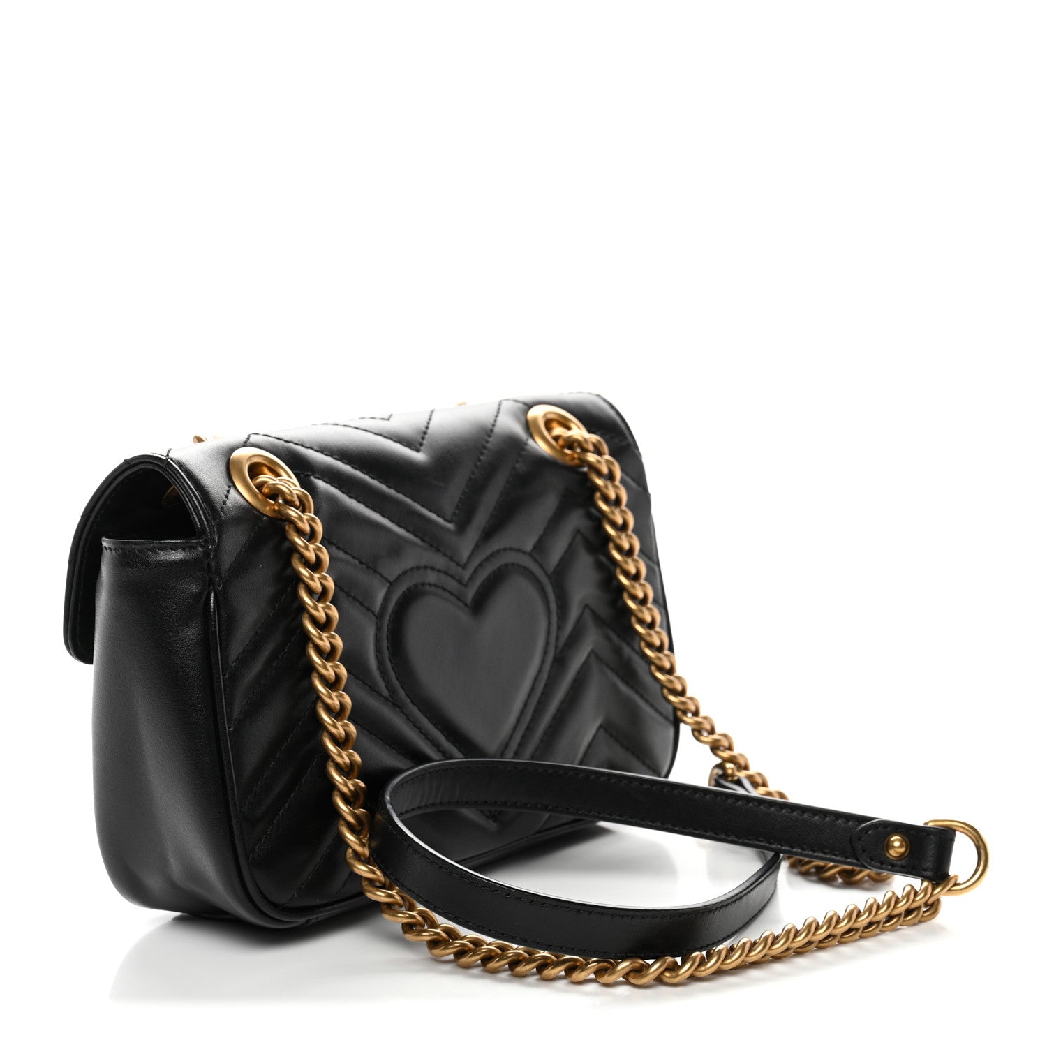 Calfskin Matelasse Mini GG Marmont Shoulder Bag Black
