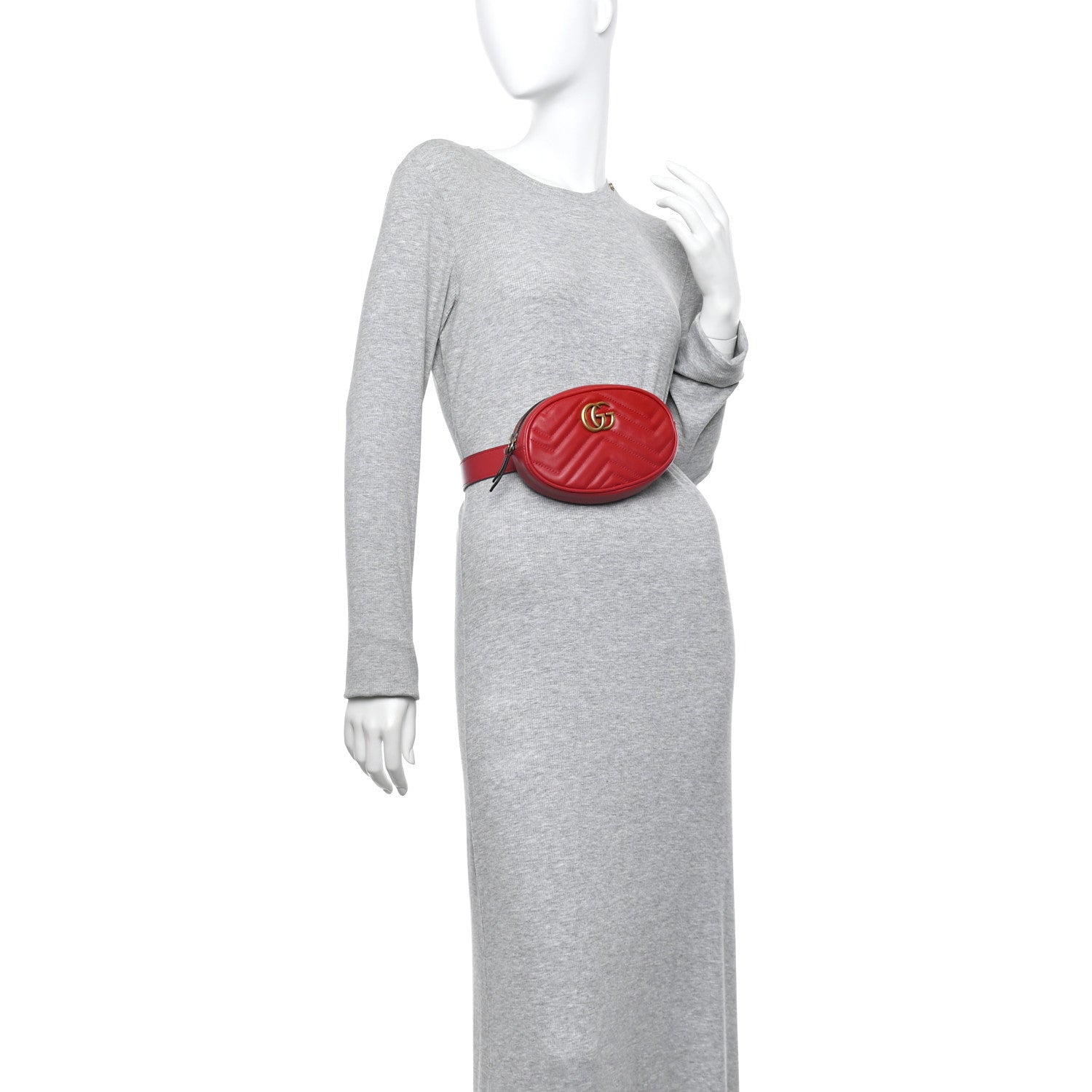 Calfskin Matelasse GG Marmont Belt Bag 85 34 Hibiscus Red