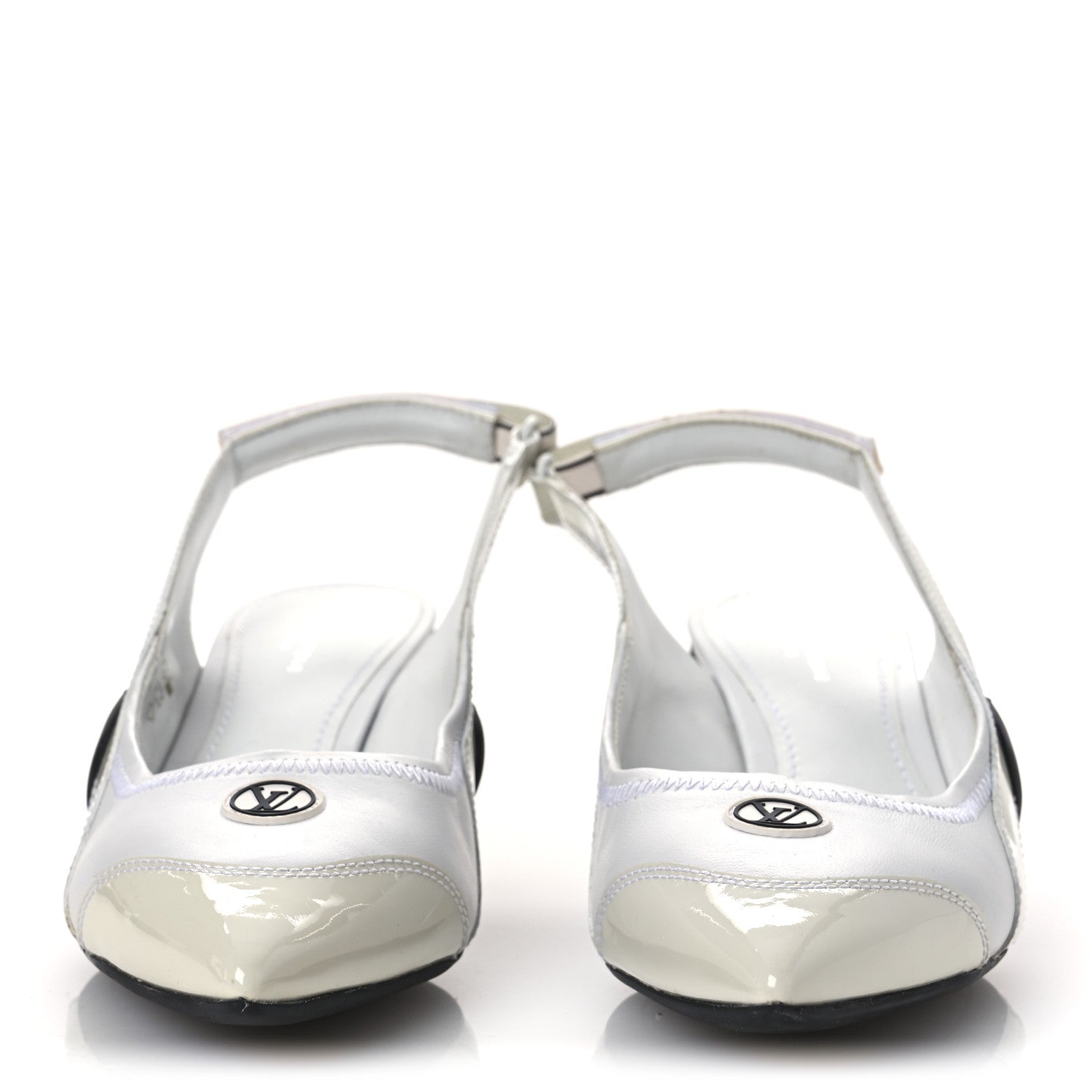 Lambskin Patent Calfskin Archlight Slingback Pumps 39 White Black
