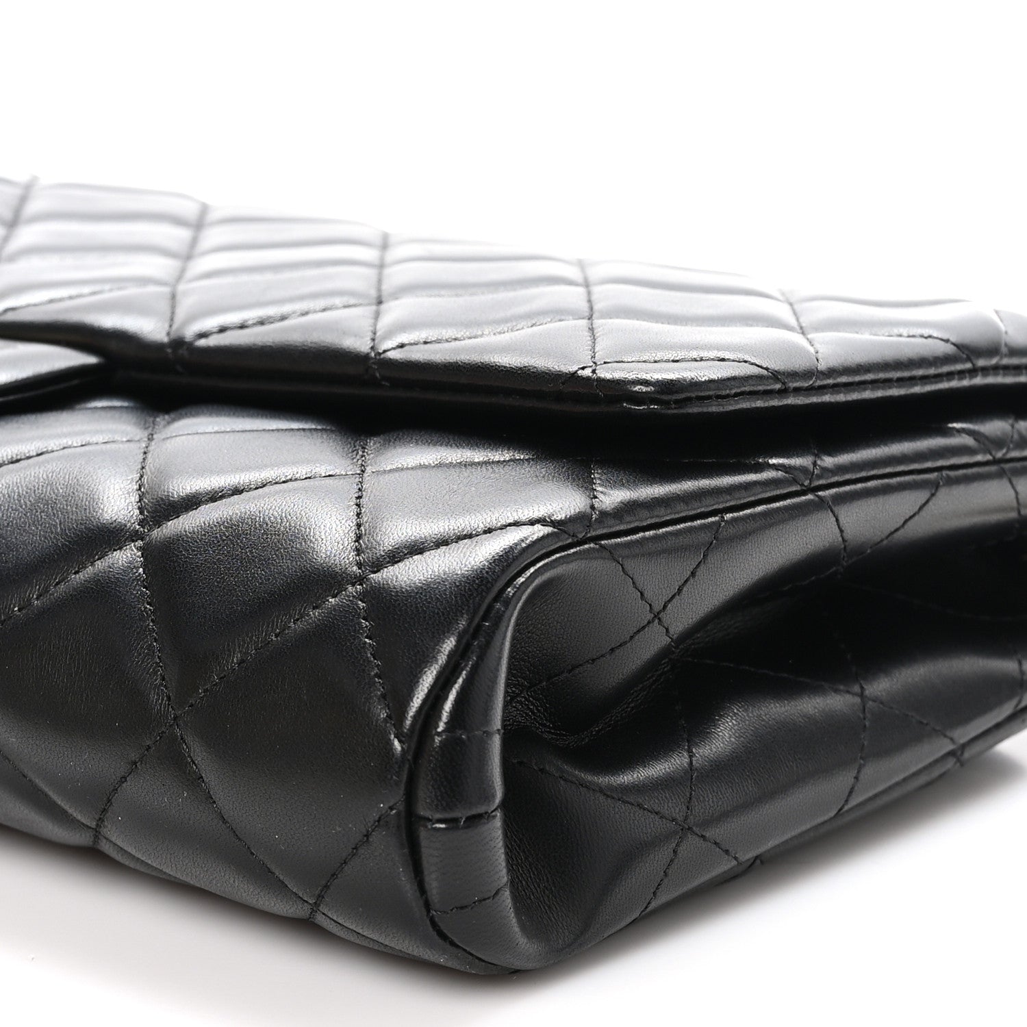 Lambskin Quilted Clutch With Chain Flap Black