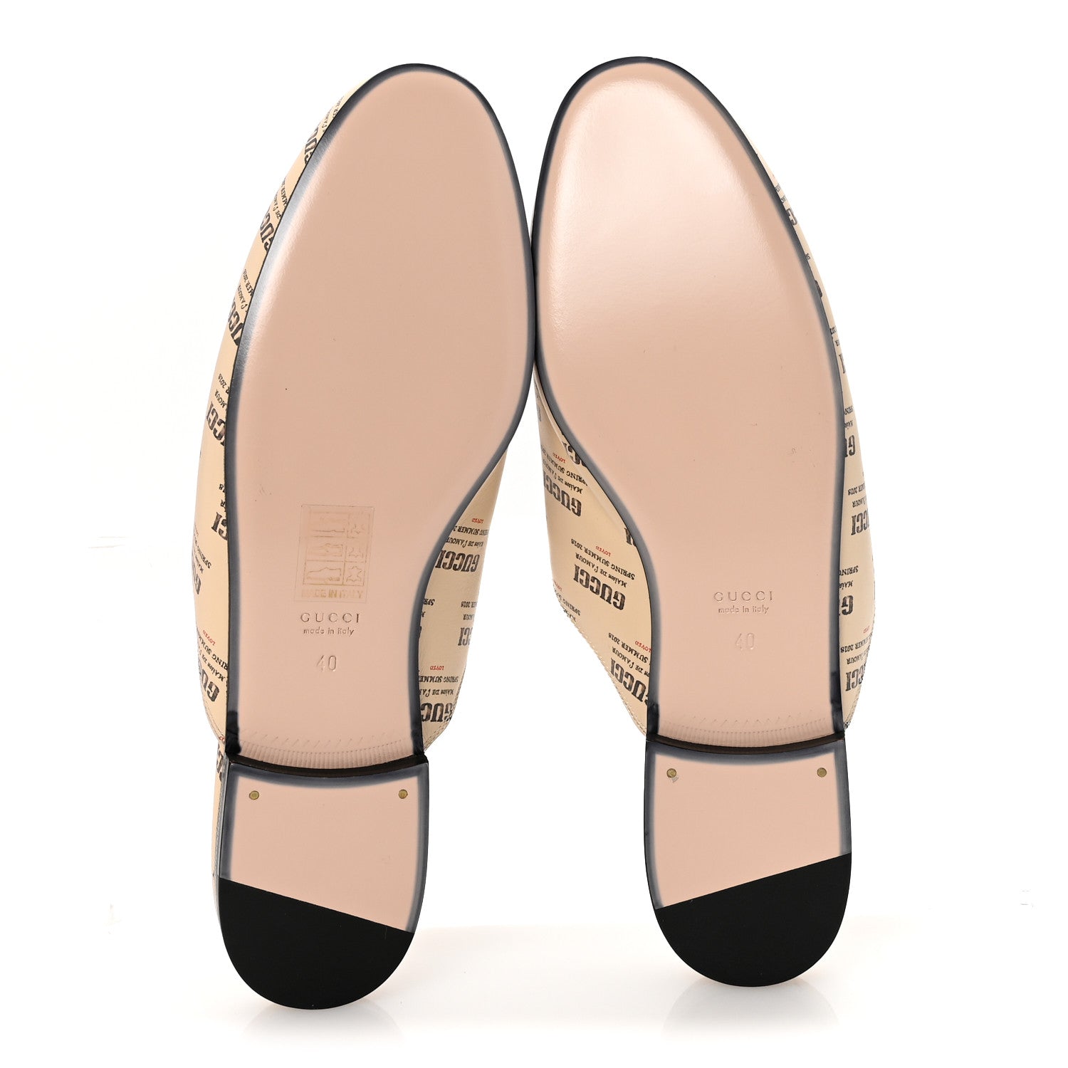 Calfskin Stamp Print Womens Princetown Slippers 40 Soy Black