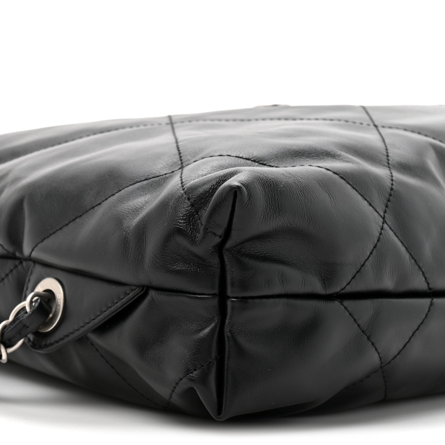 Shiny Calfskin Quilted Chanel 22 Backpack Black