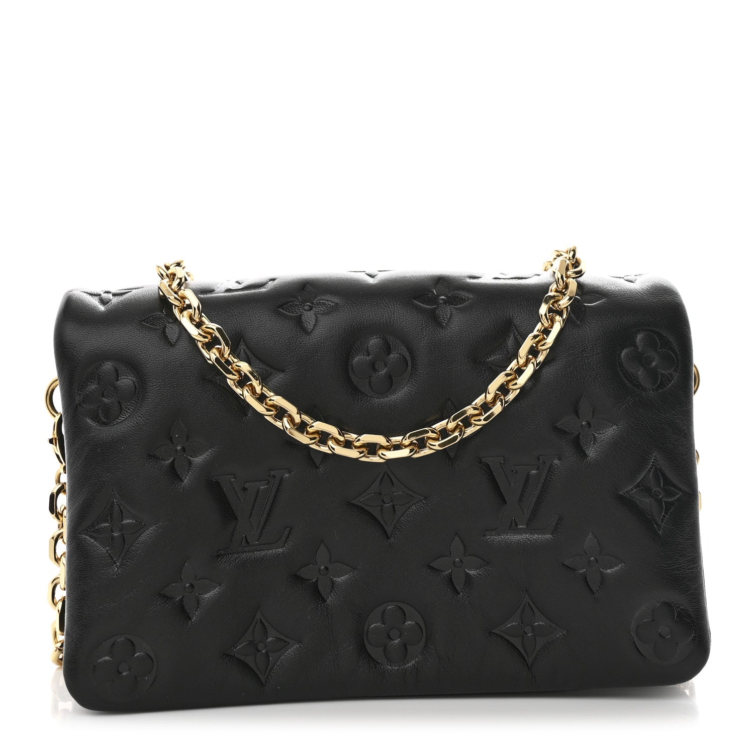 Lambskin Embossed Monogram Pochette Coussin Black