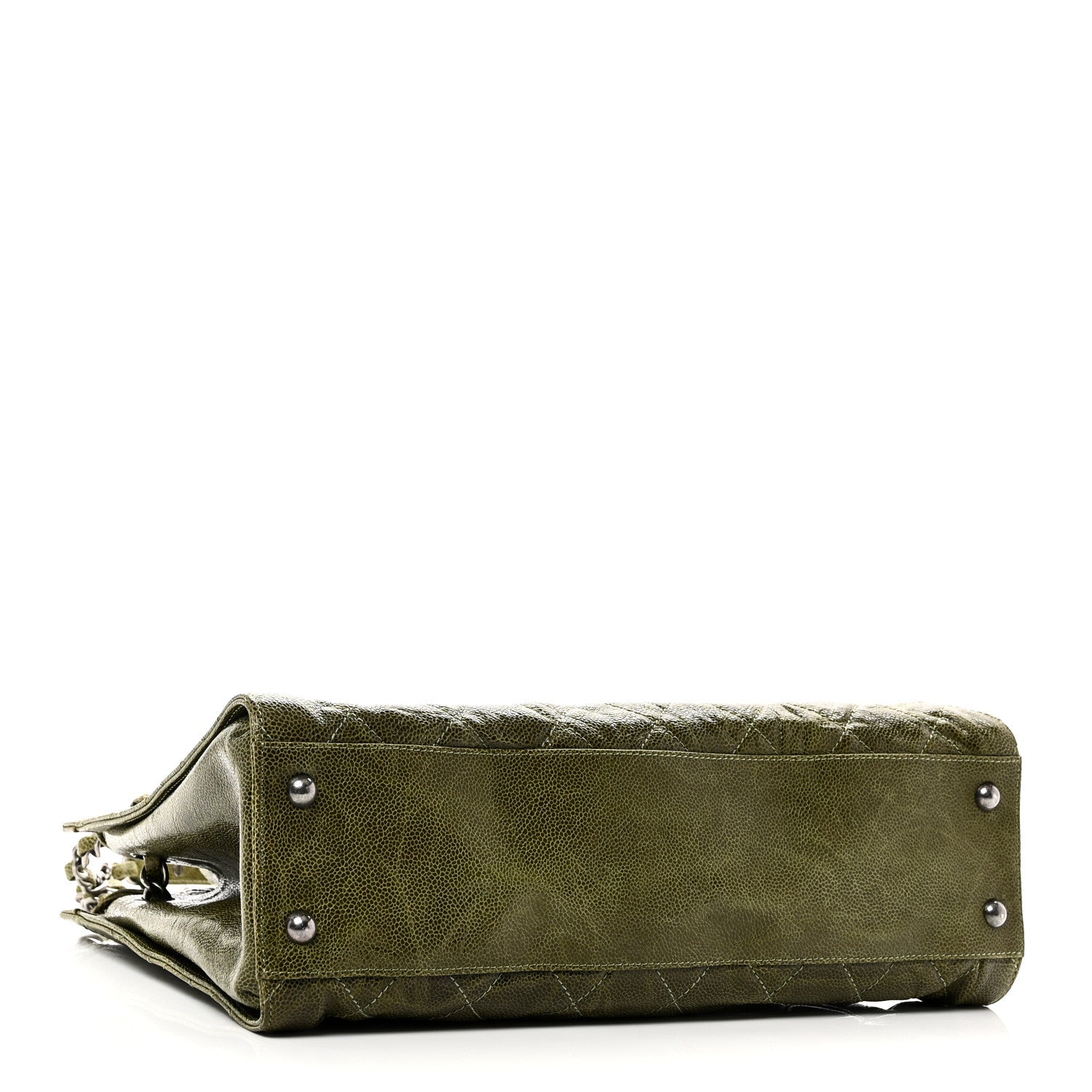 Glazed Caviar Quilted Tote Green