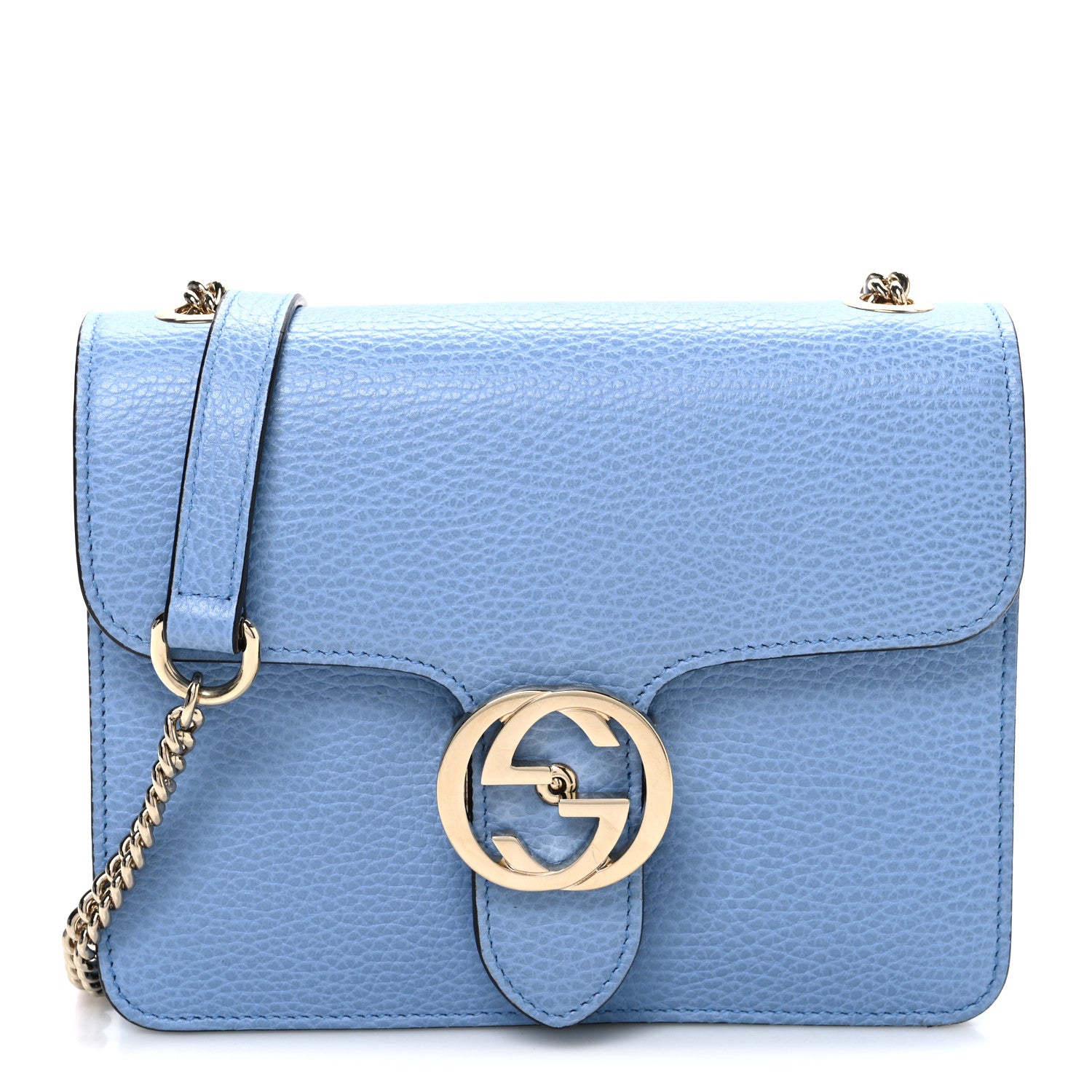Dollar Calfskin Small Interlocking G Shoulder Bag Mineral Blue