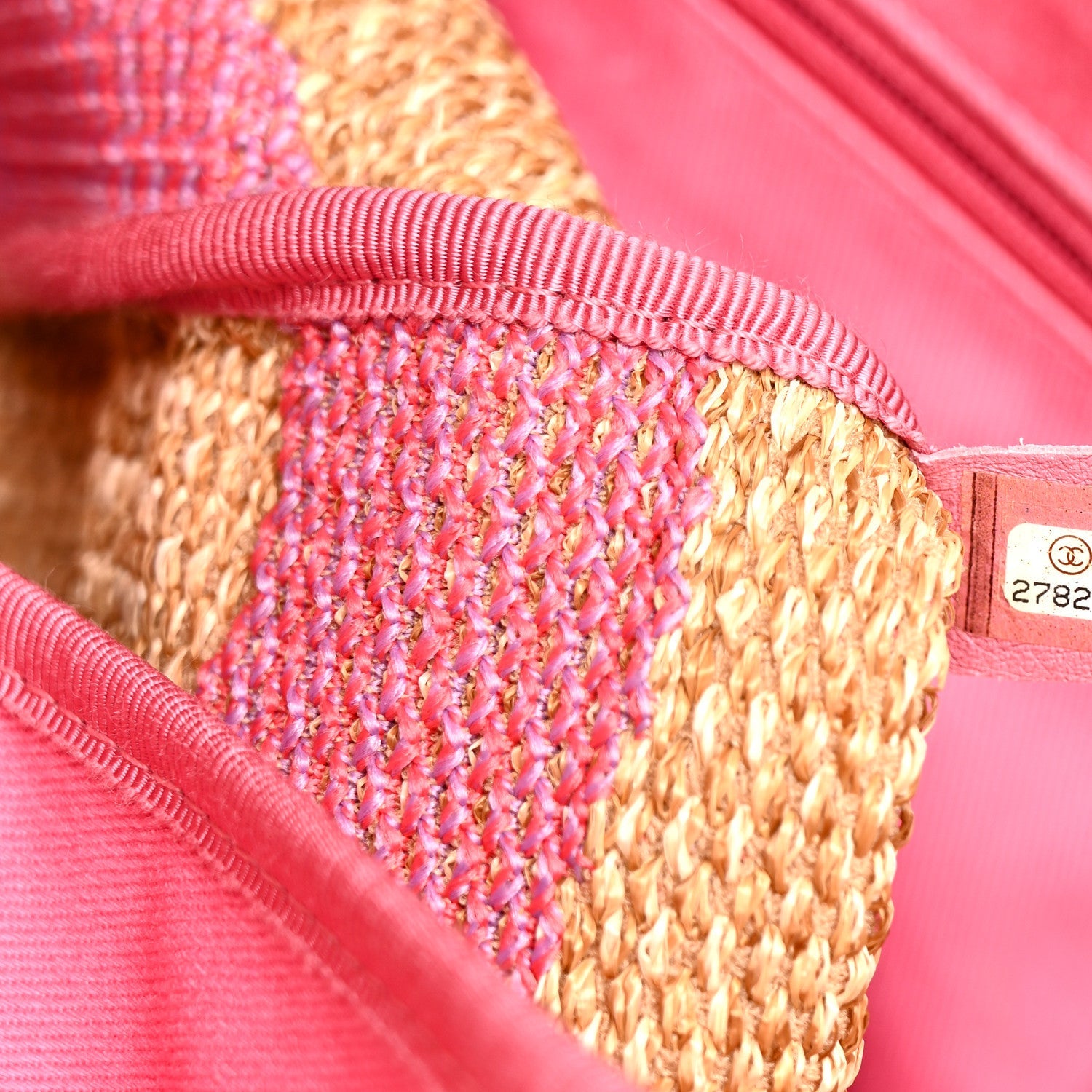 Mixed Fibers Large Shopping Bag Pink Beige