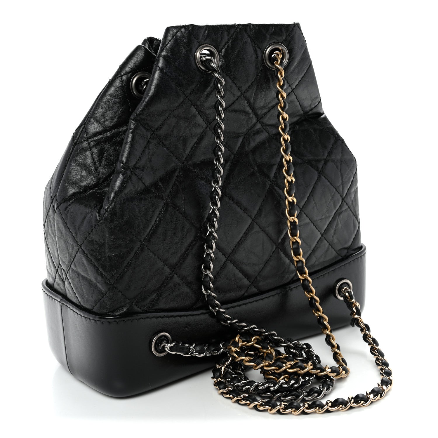 Aged Calfskin Quilted Small Gabrielle Backpack Black
