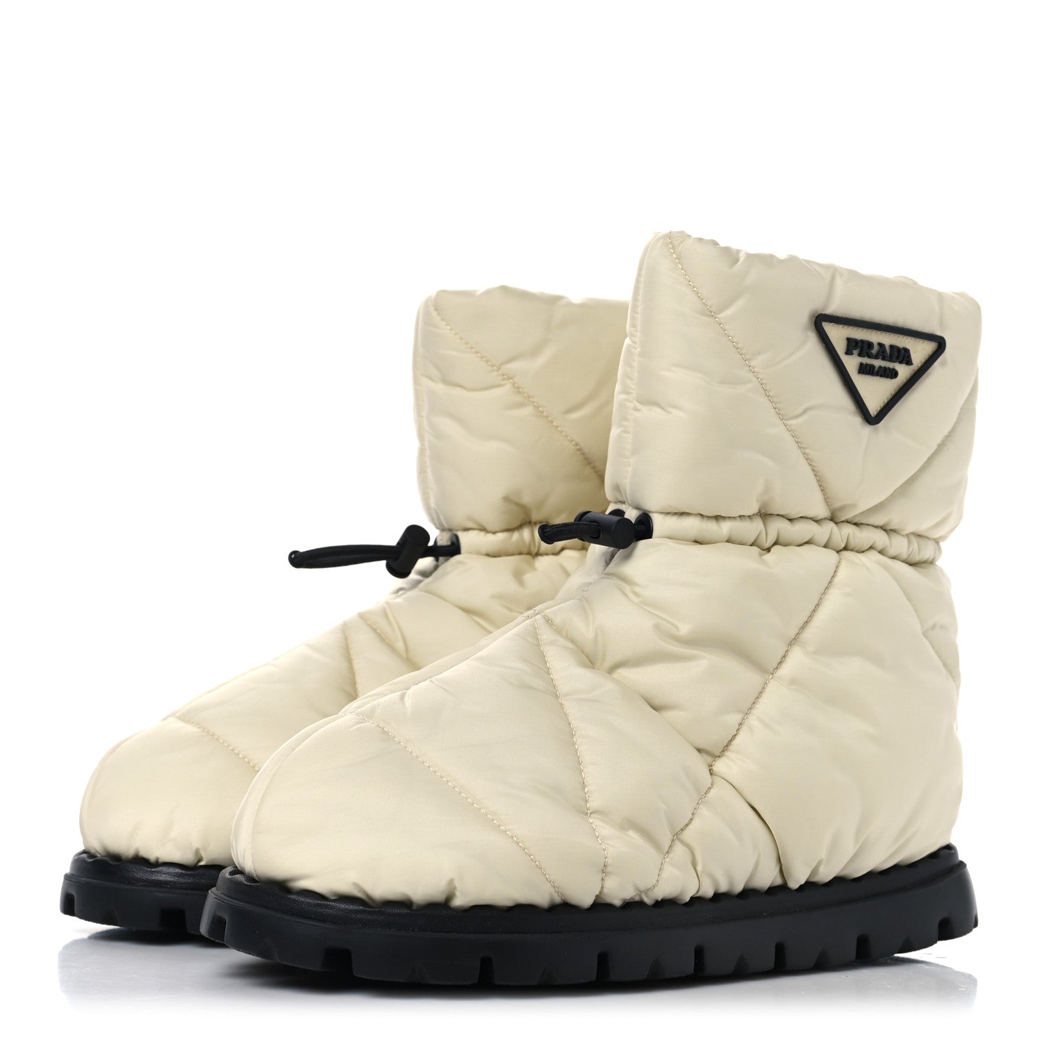 Re-Nylon Piuma Triangle Logo Padded Drawcord 20mm Snow Boots 37 Avorio