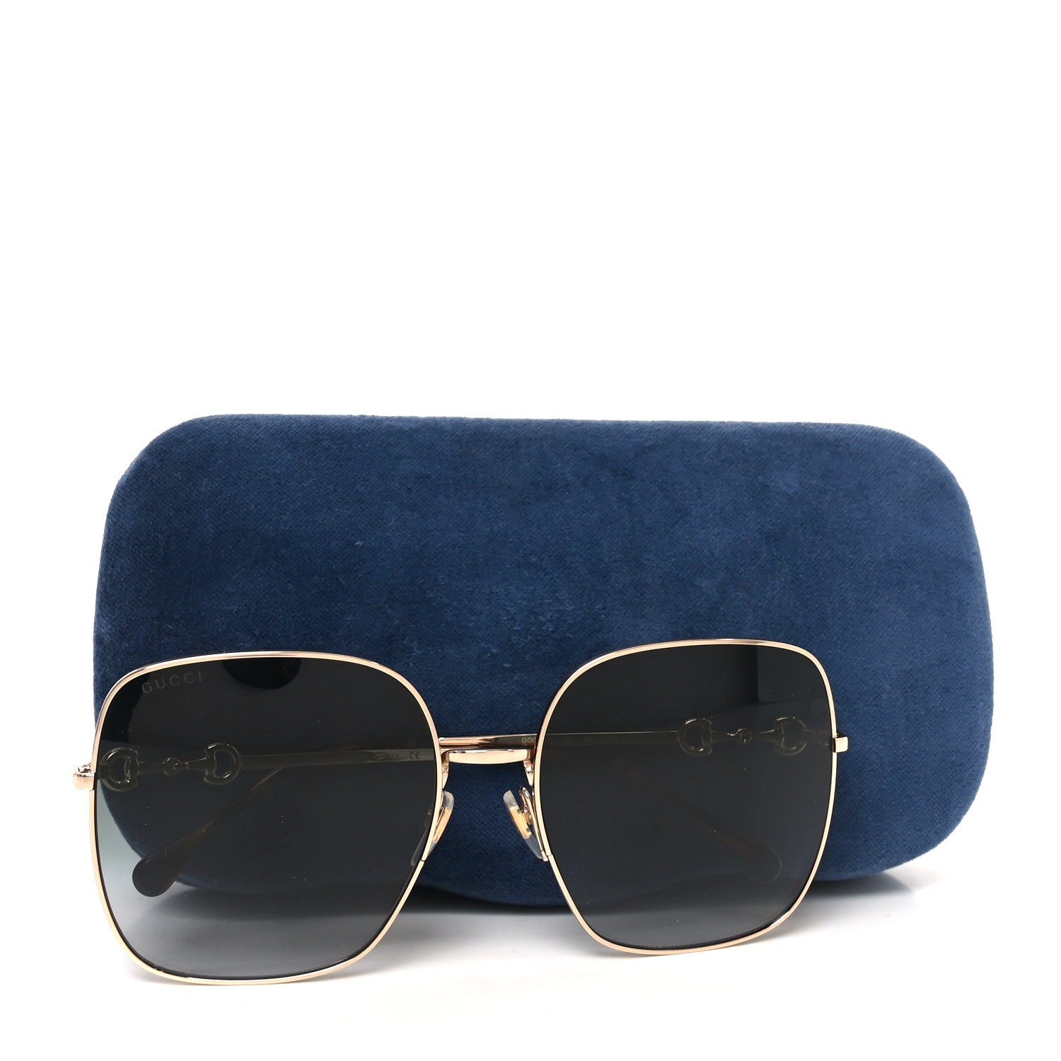 Metal Horsebit Square Sunglasses GG0879S Gold