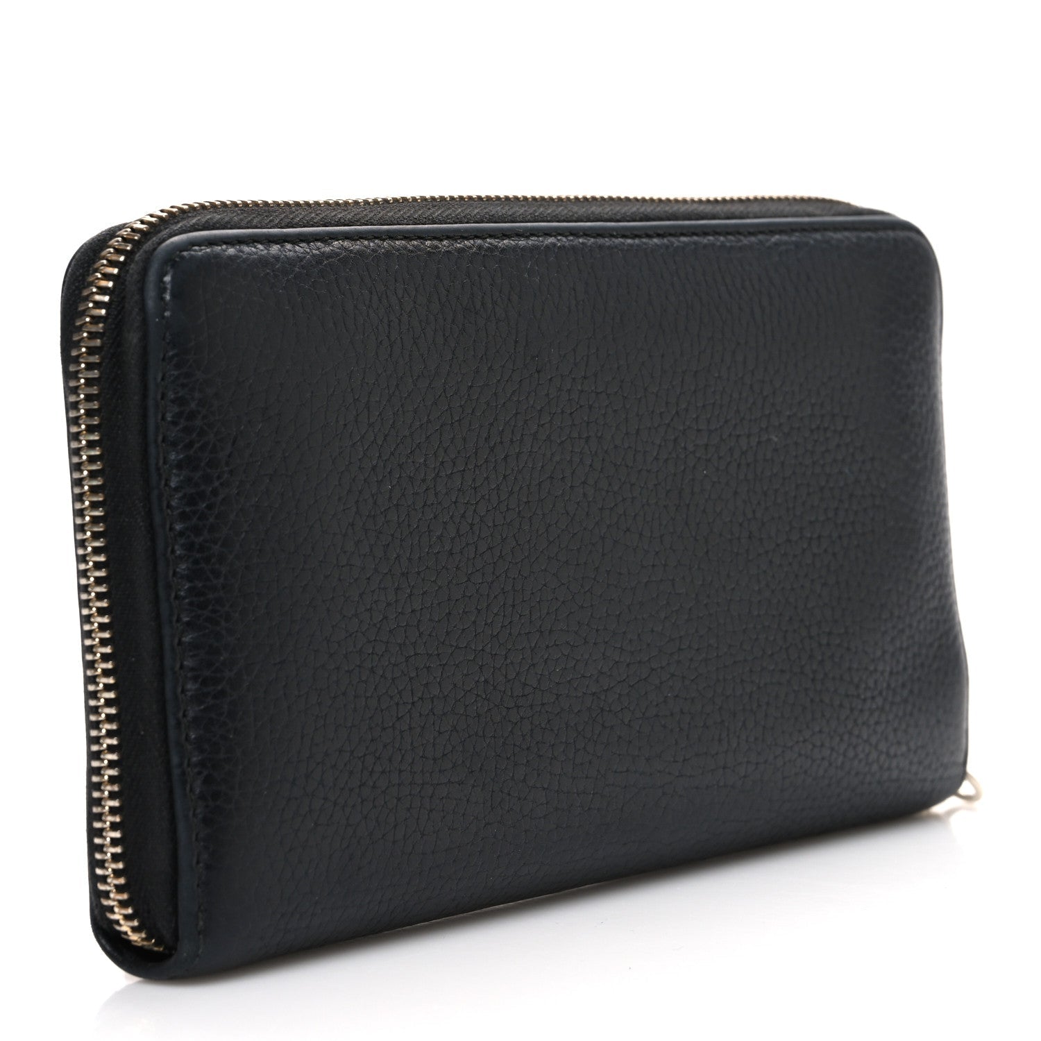 Pebbled Calfskin Soho Zip Around Wallet Black