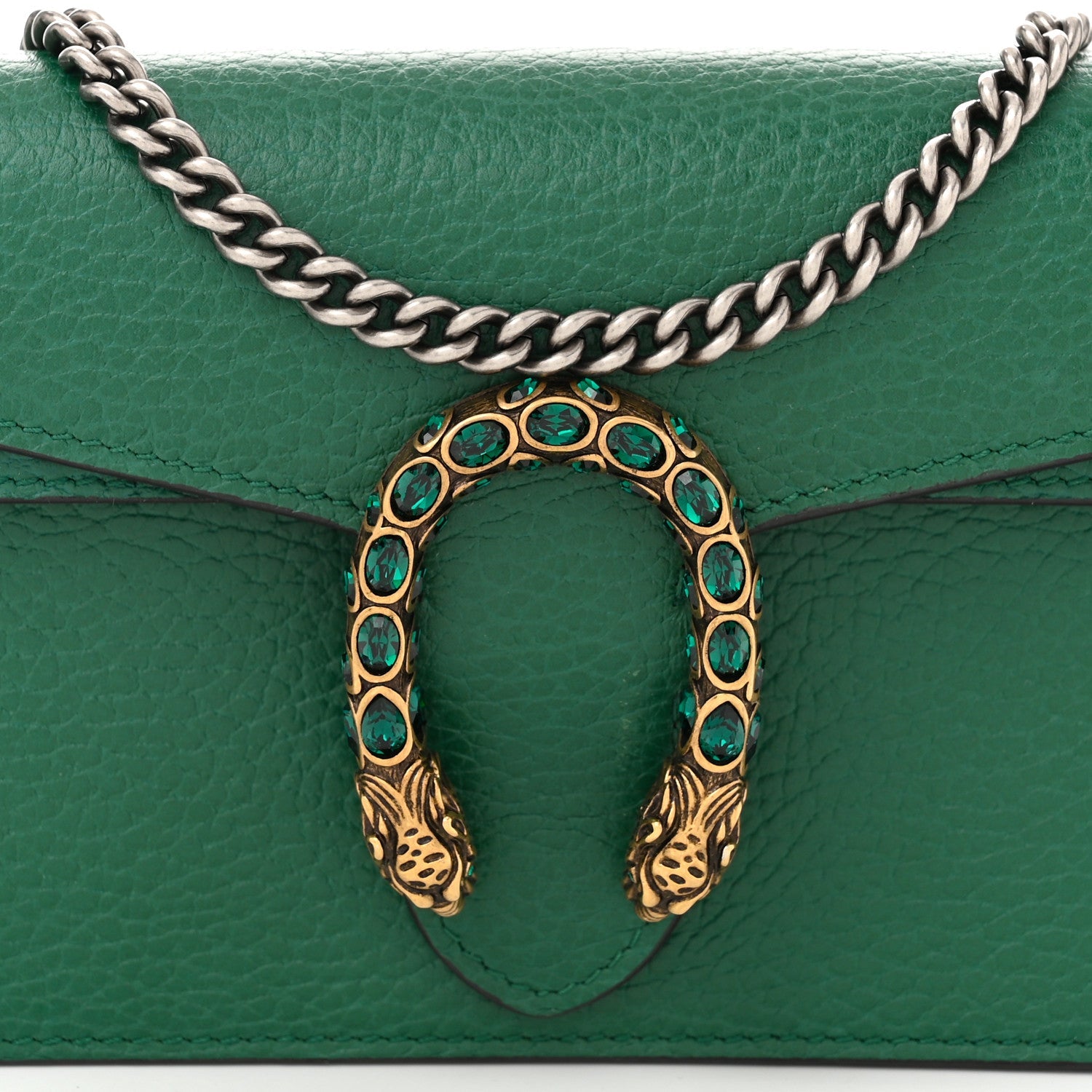 Dollar Calfskin Crystal Super Mini Dionysus Shoulder Bag Emerald
