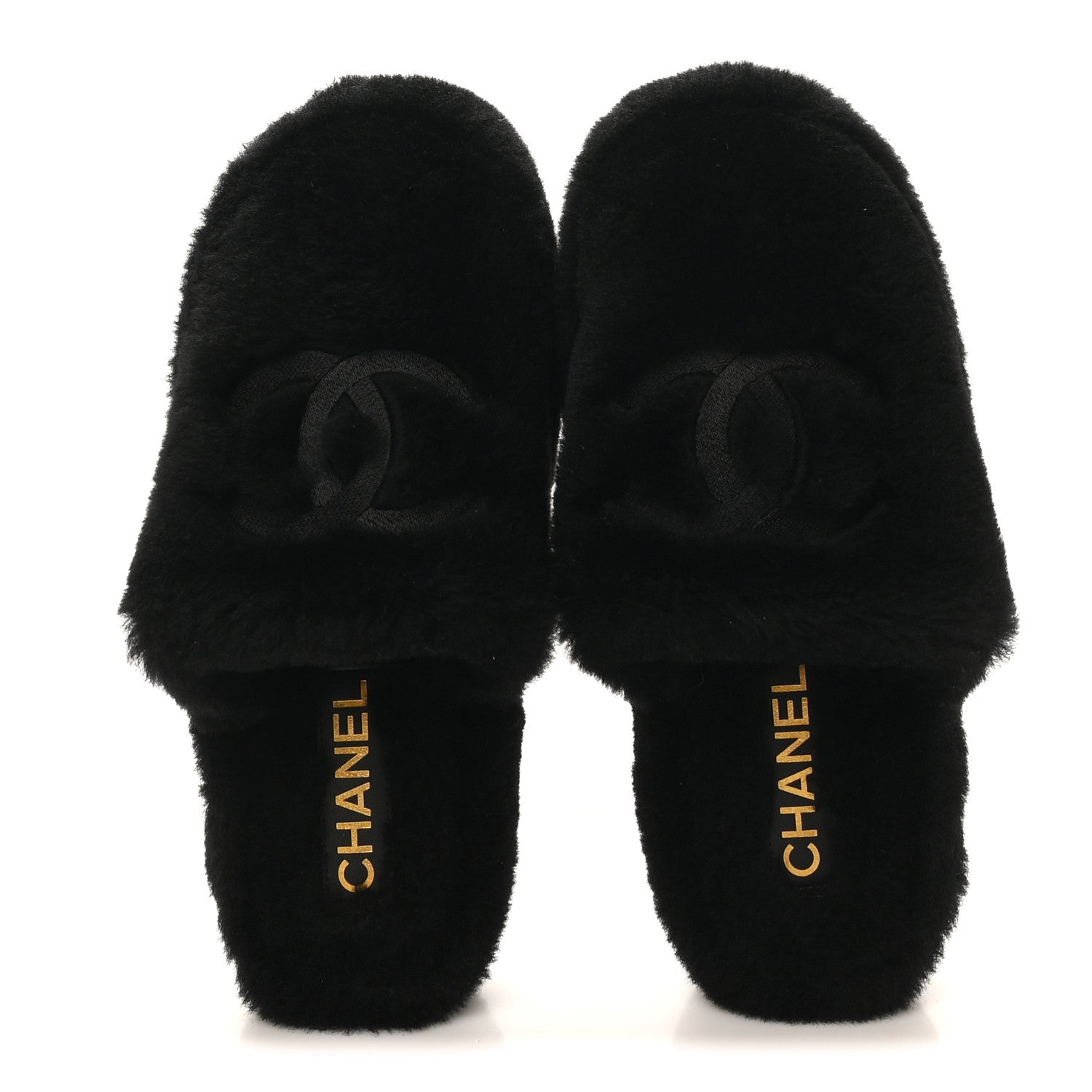 Shearling CC Flat Mules 36 Black