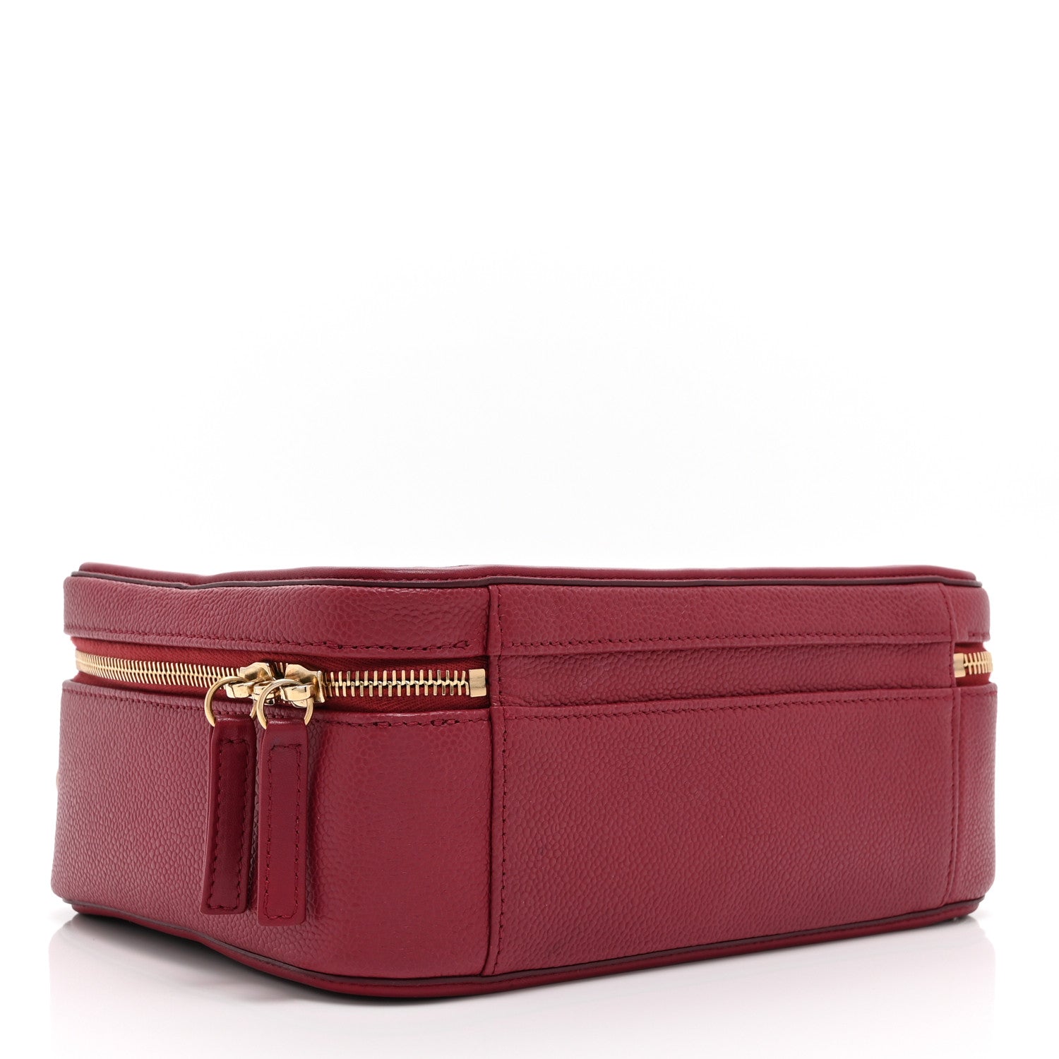 Caviar Quilted Large CC Filigree Vanity Case Burgundy