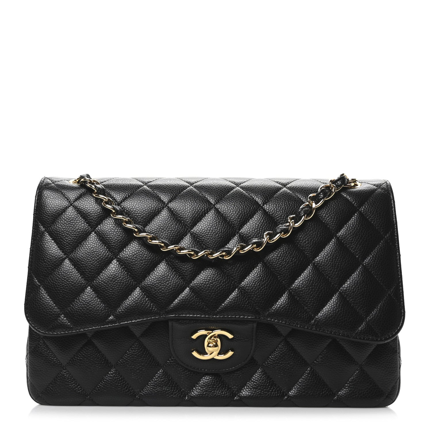 Caviar Quilted Jumbo Double Flap Black