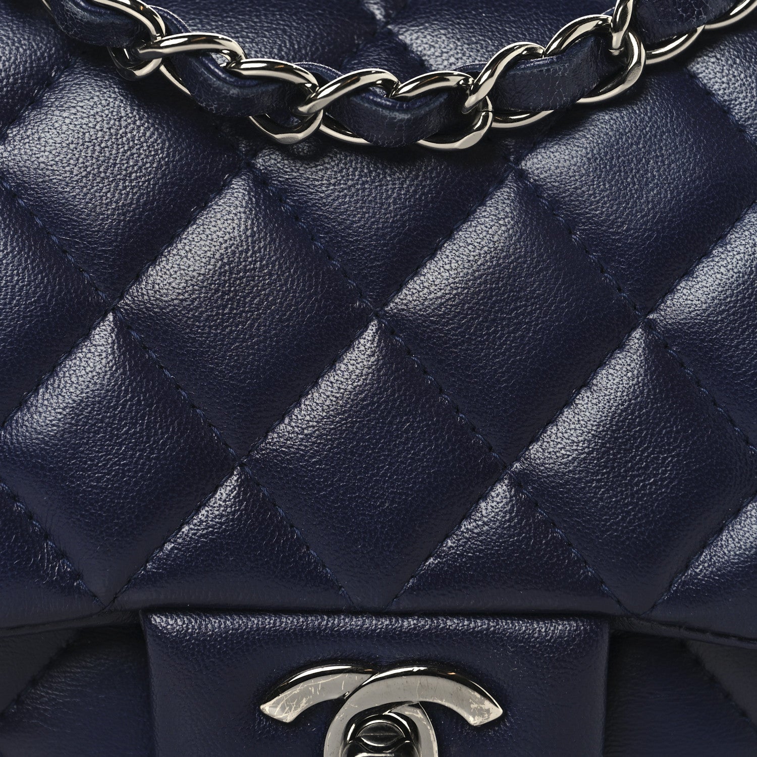 Lambskin Quilted Mini Square Flap Dark Purple