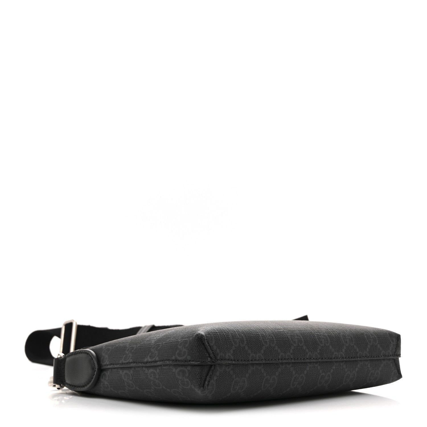 GG Supreme Monogram Azalea Calfskin Retro Interlocking G Wristlet Messenger Bag Black
