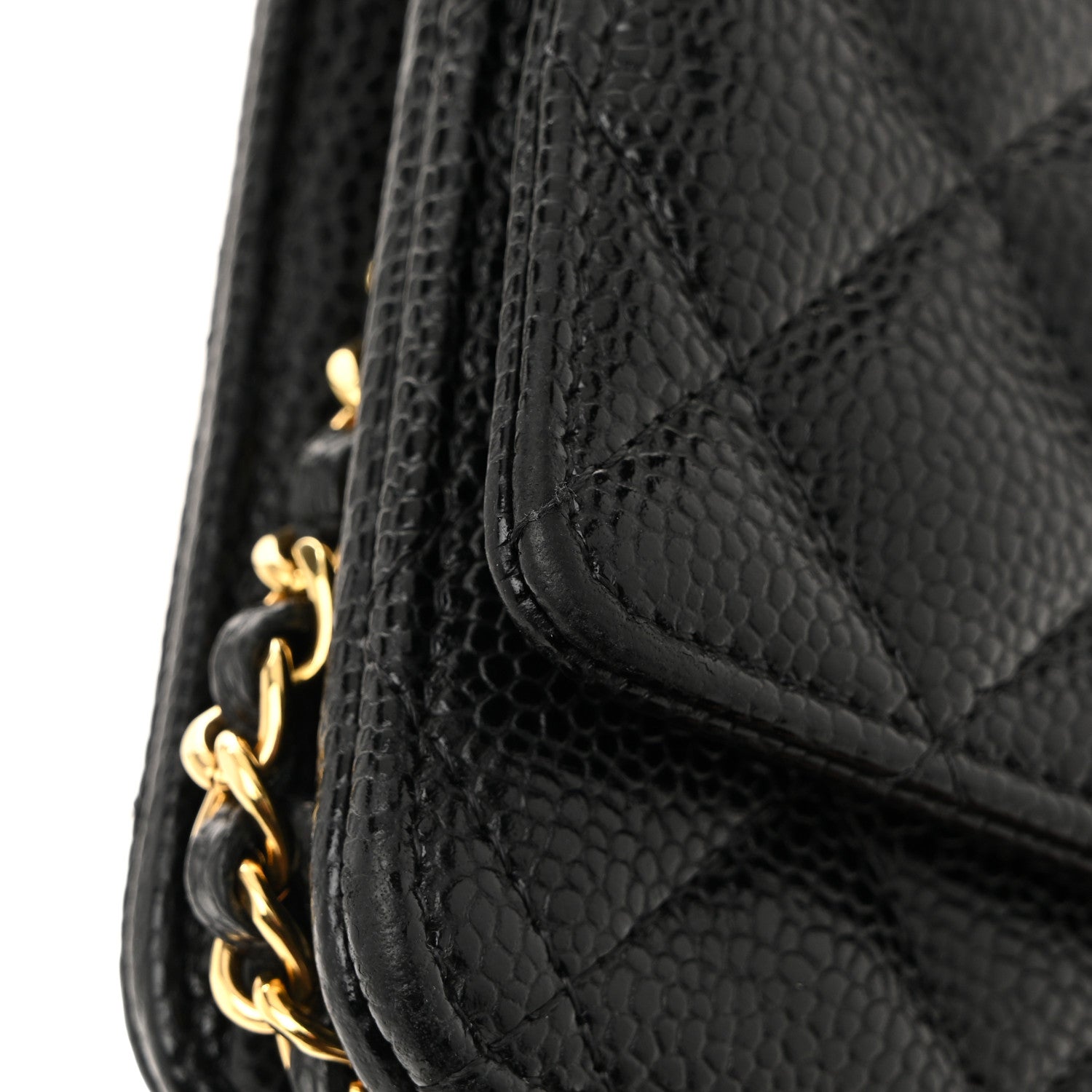 Caviar Quilted Wallet On Chain WOC Black