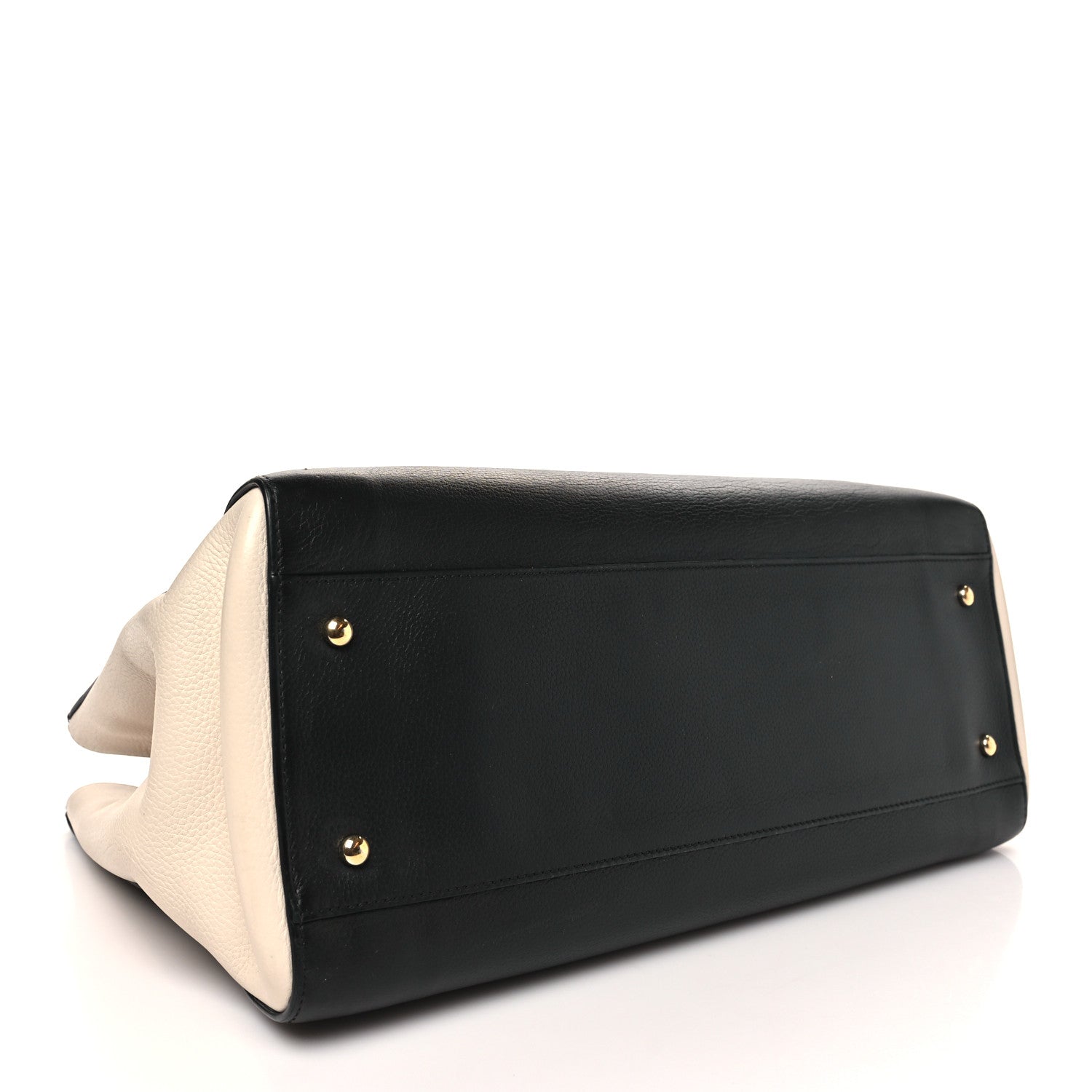 Grained Calfskin Medium Bi-Color Neo Executive Shopper Tote Black Beige